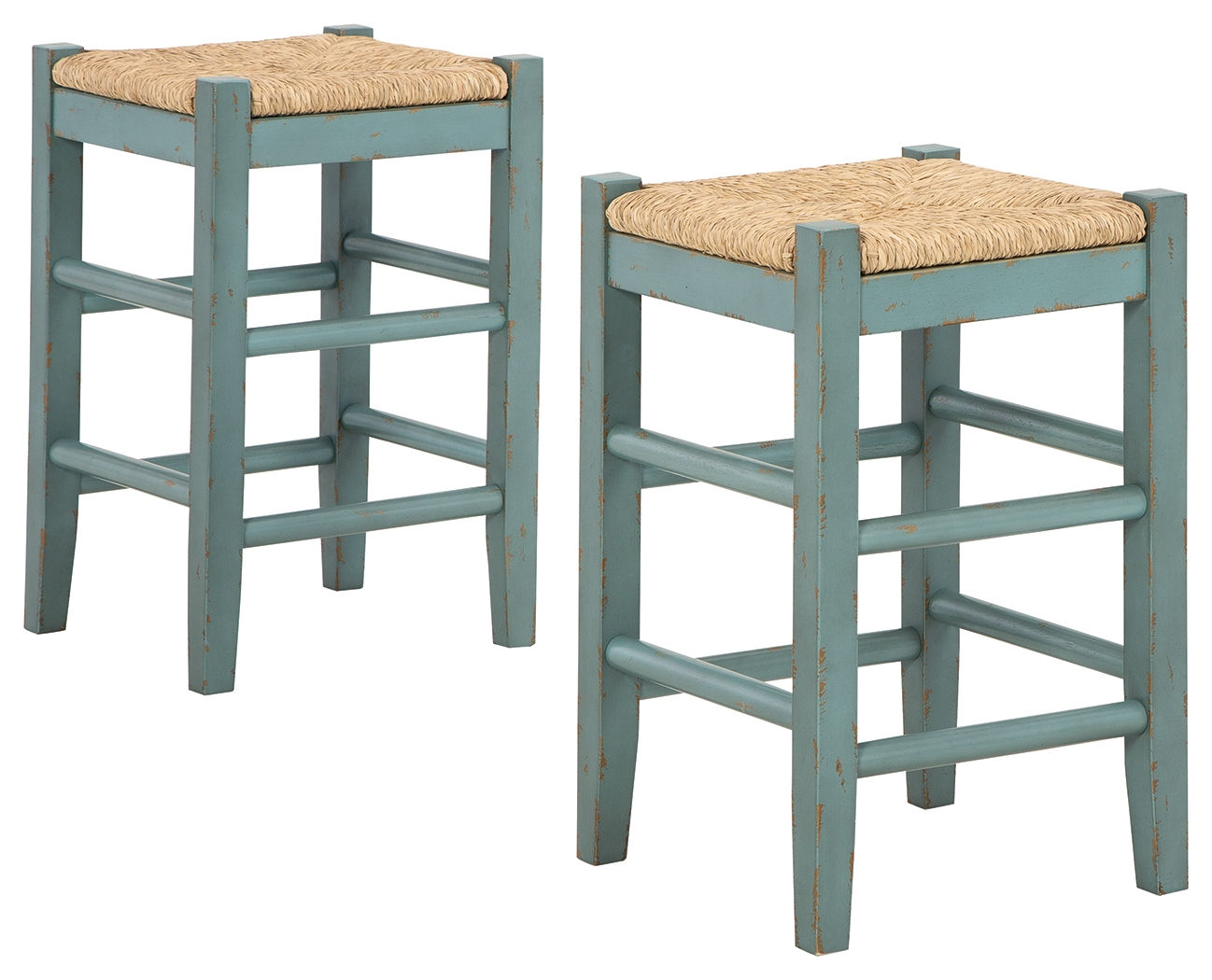 2 Ashley Furniture Mirimyn Casual Teal Counter Height Stools