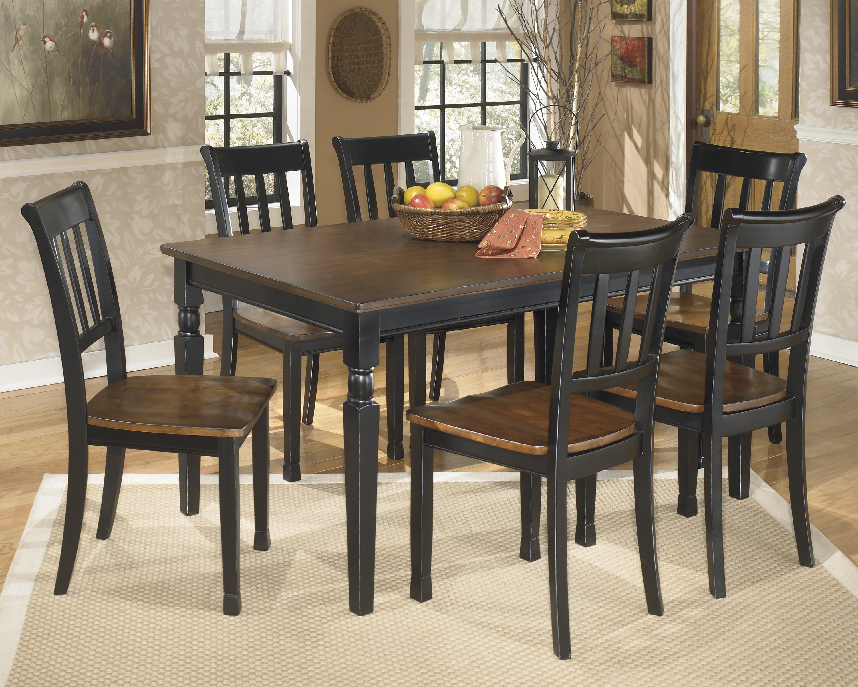 Ashley Furniture Owingsville Black Brown 7pc Dining Room Set
