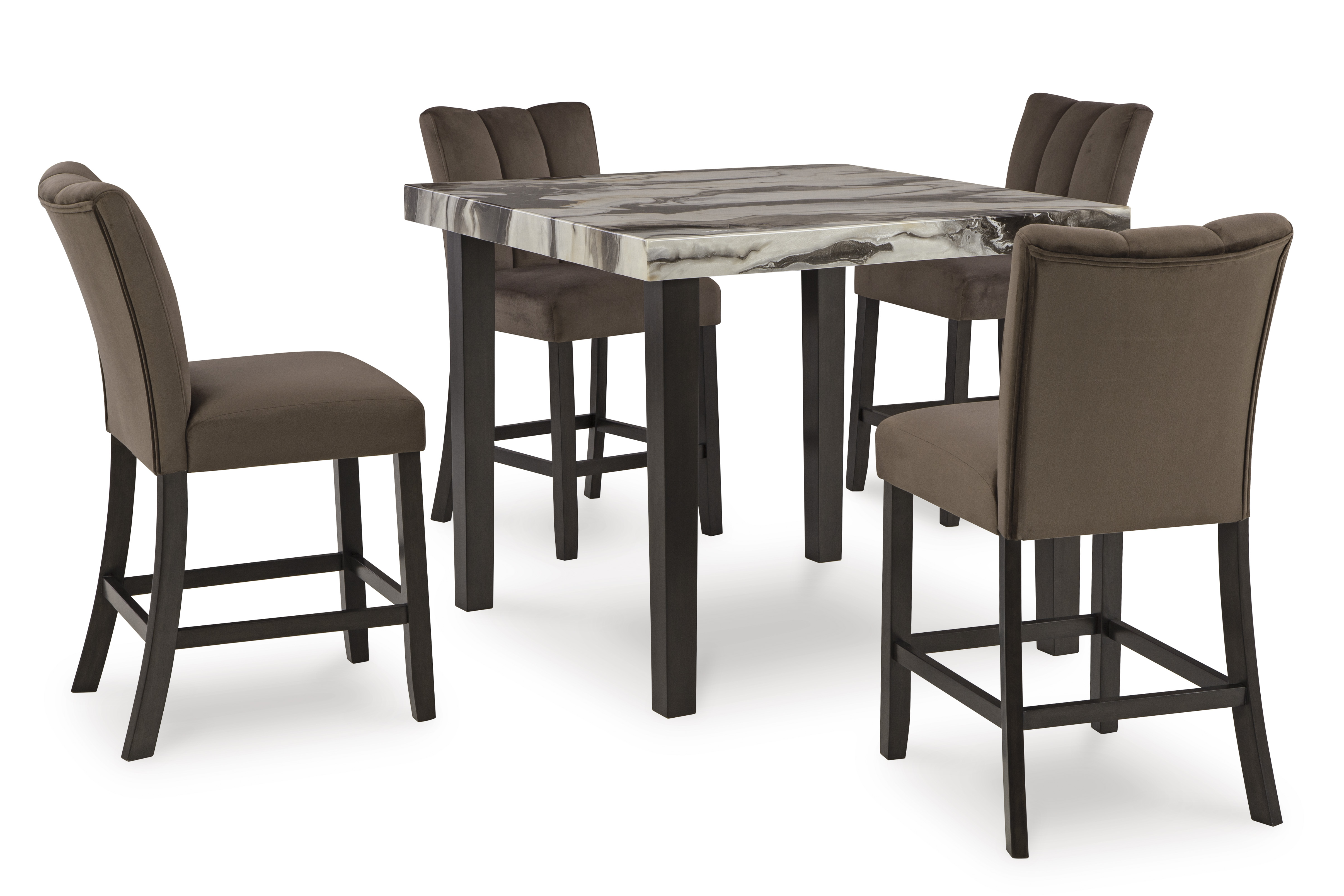 Ashley Furniture Zendalia Chocolate Brown Beige 5pc Counter Height Set