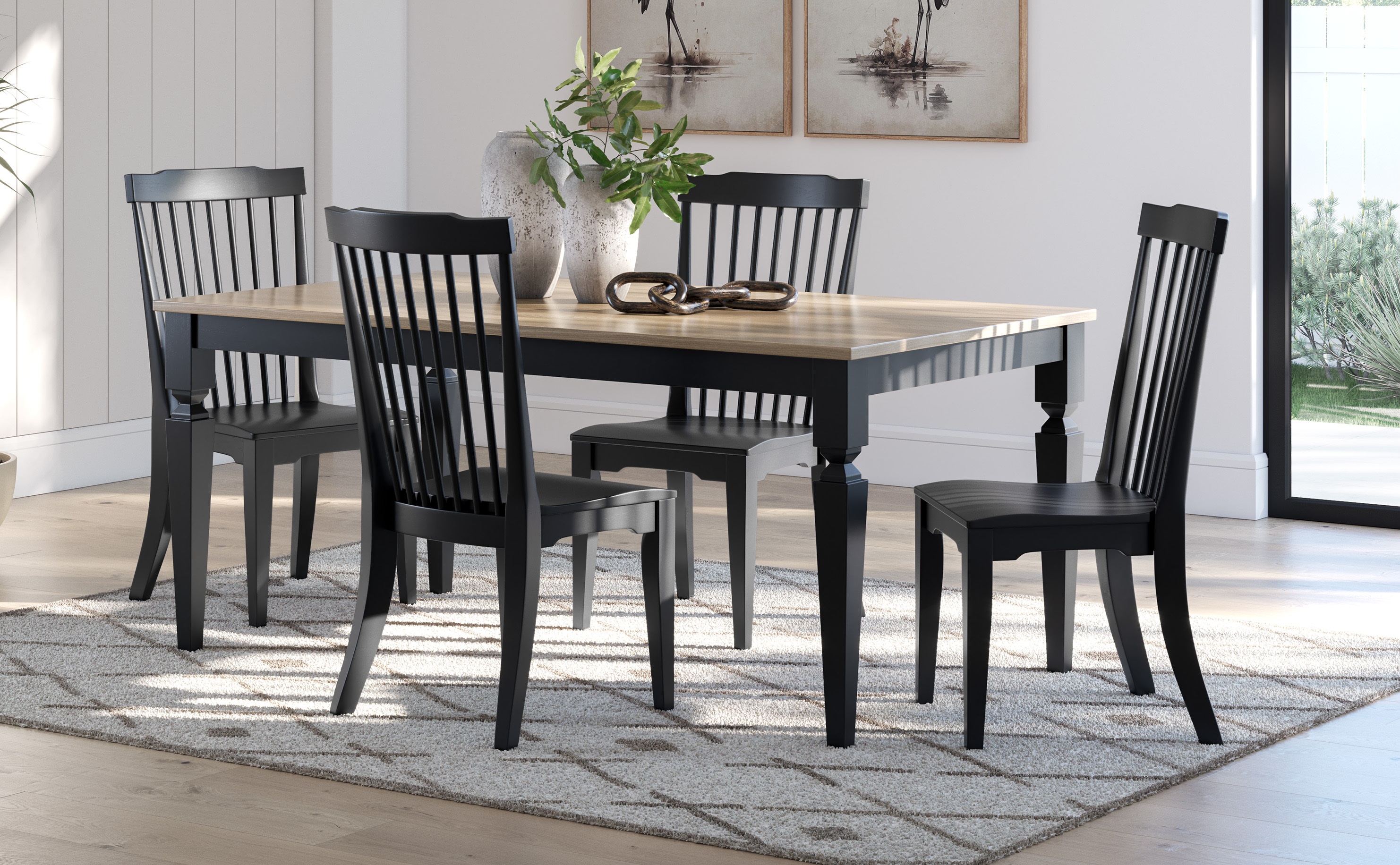 Ashley Furniture Mendinfort Grayish Brown Black 5pc Dining Room Set