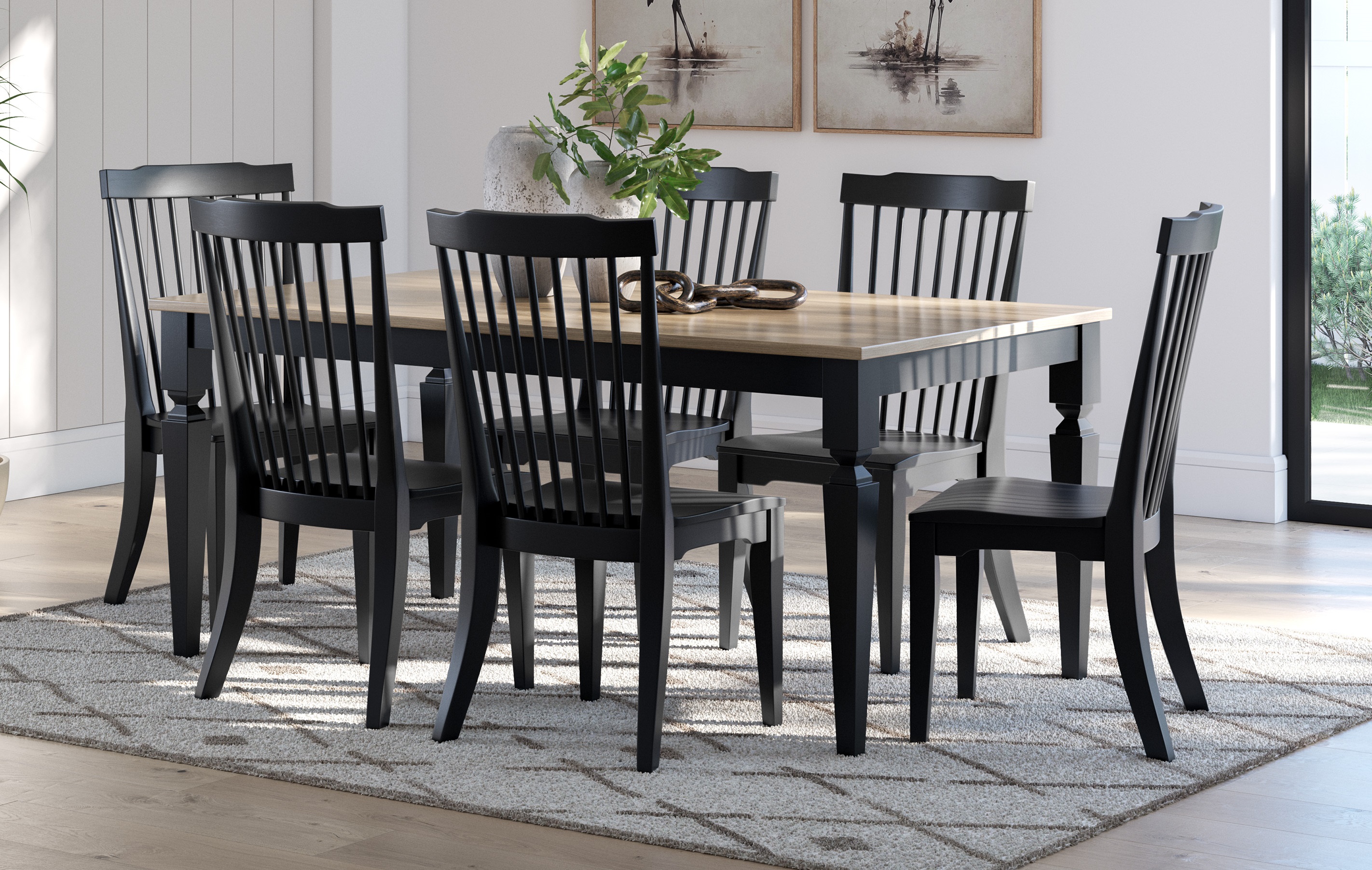 Ashley Furniture Mendinfort Grayish Brown Black 7pc Dining Room Set