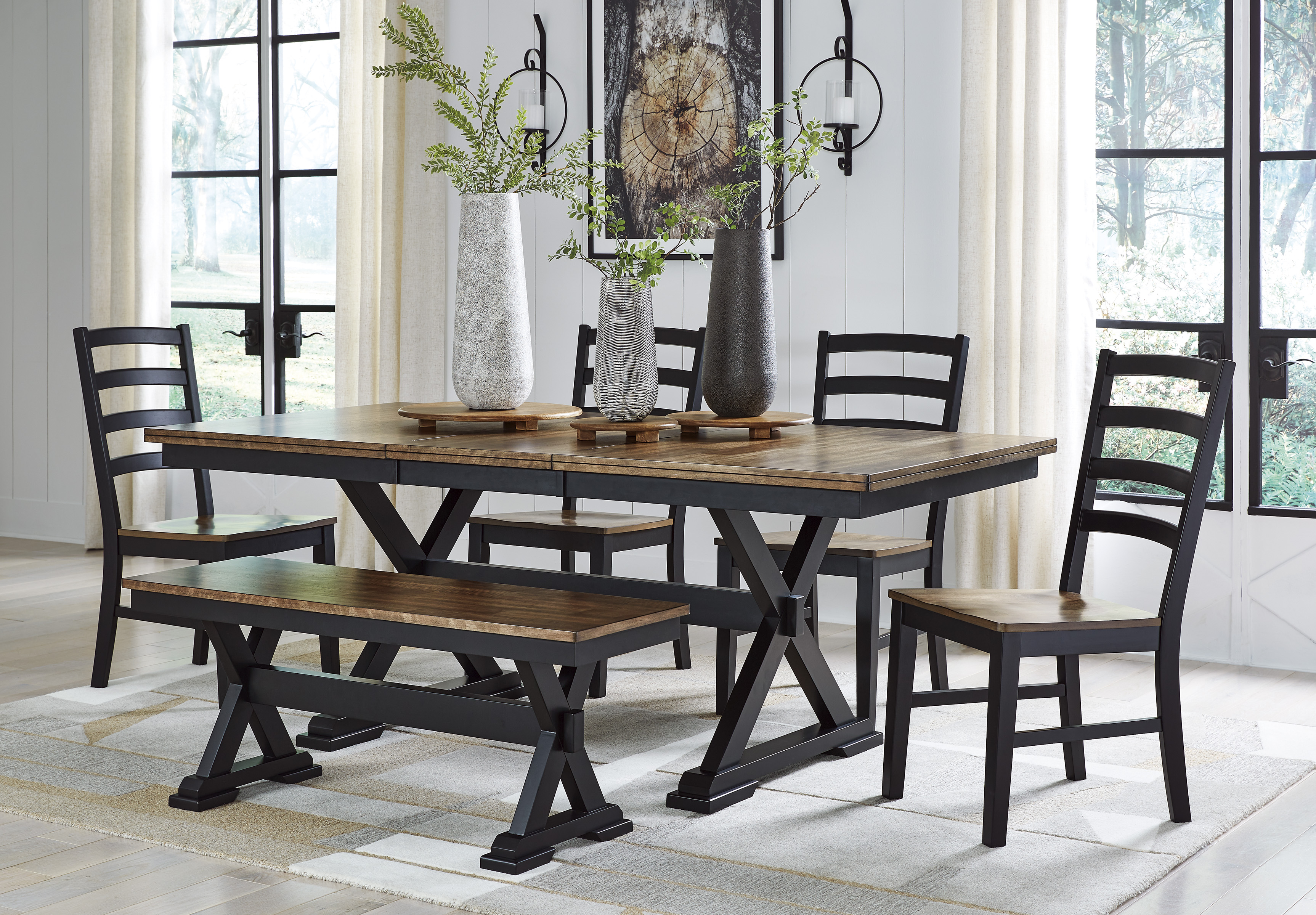 Ashley Furniture Wildenauer Brown Black 6pc Dining Room Set