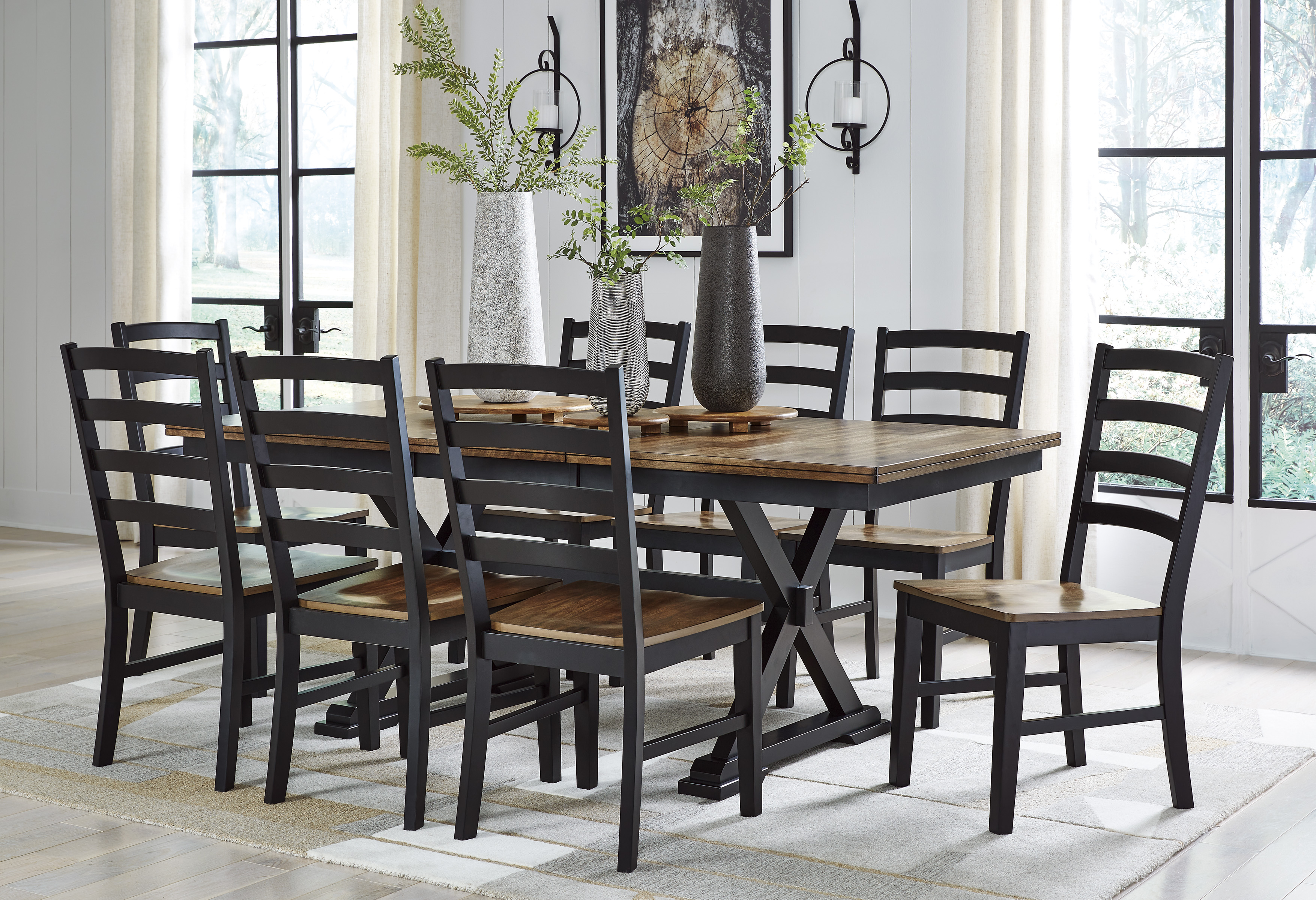 Ashley Furniture Wildenauer Brown Black 9pc Dining Room Set