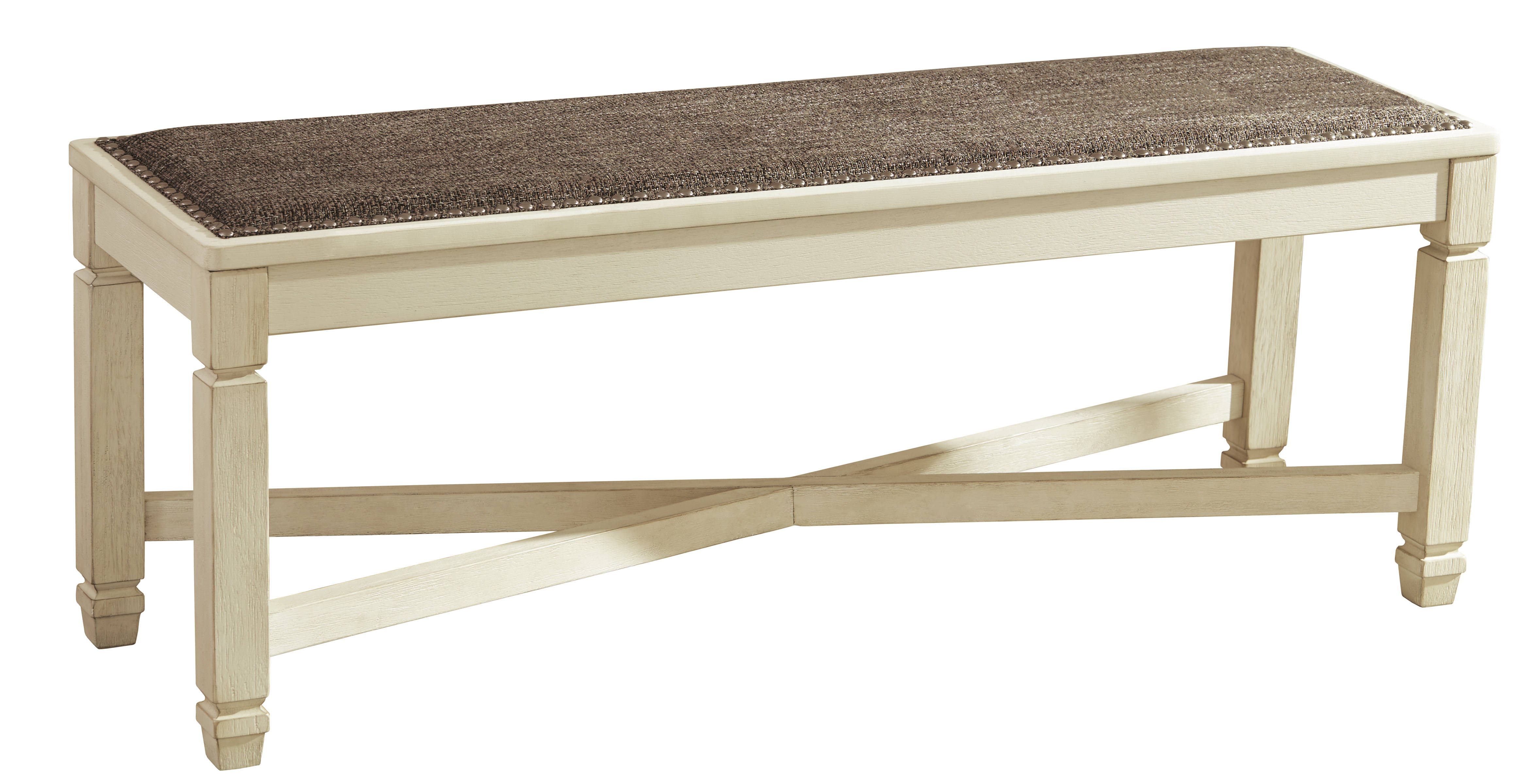 Ashley Furniture Bolanburg Antiqued White Large Upholstered Dining Bench