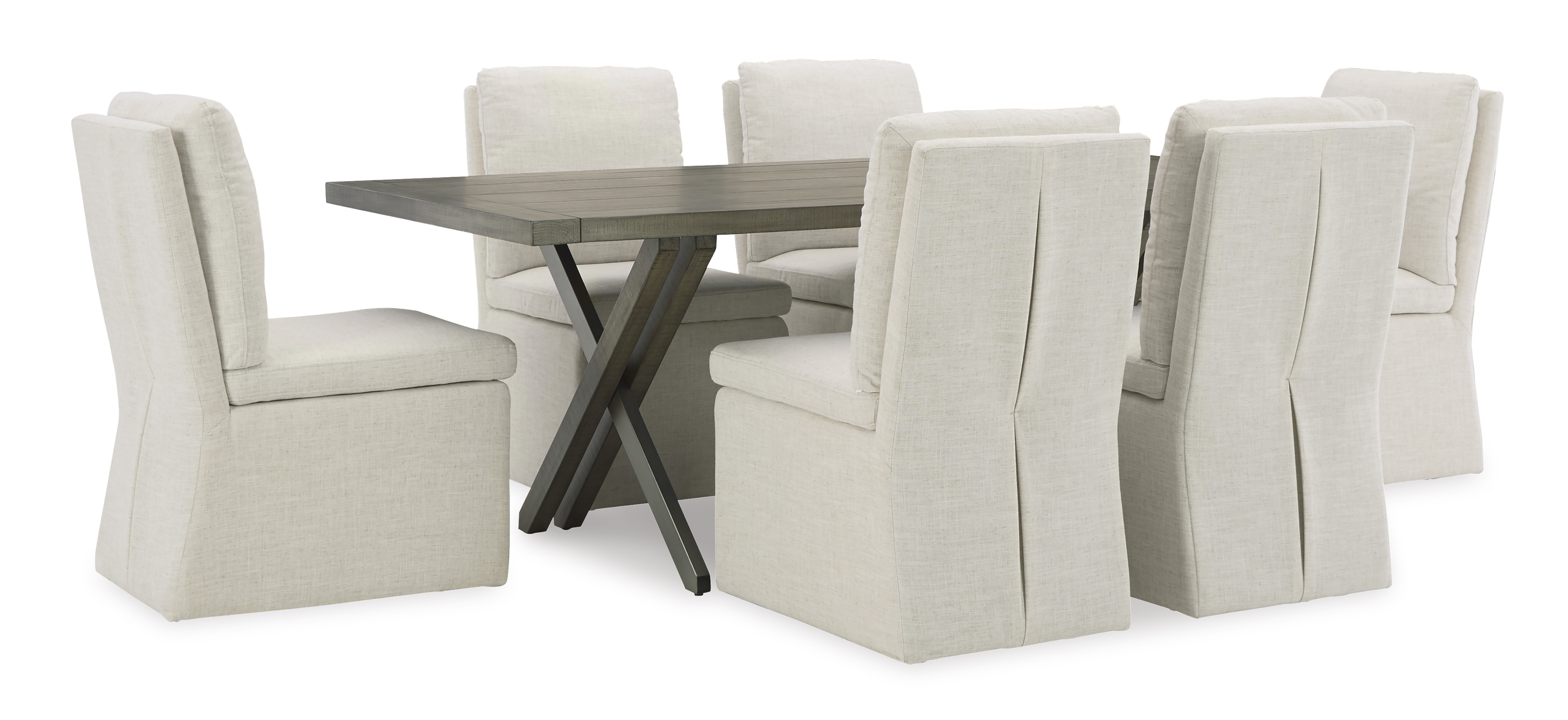Ashley Furniture Krystanza Oatmeal Weathered Gray 7pc Dining Room Set