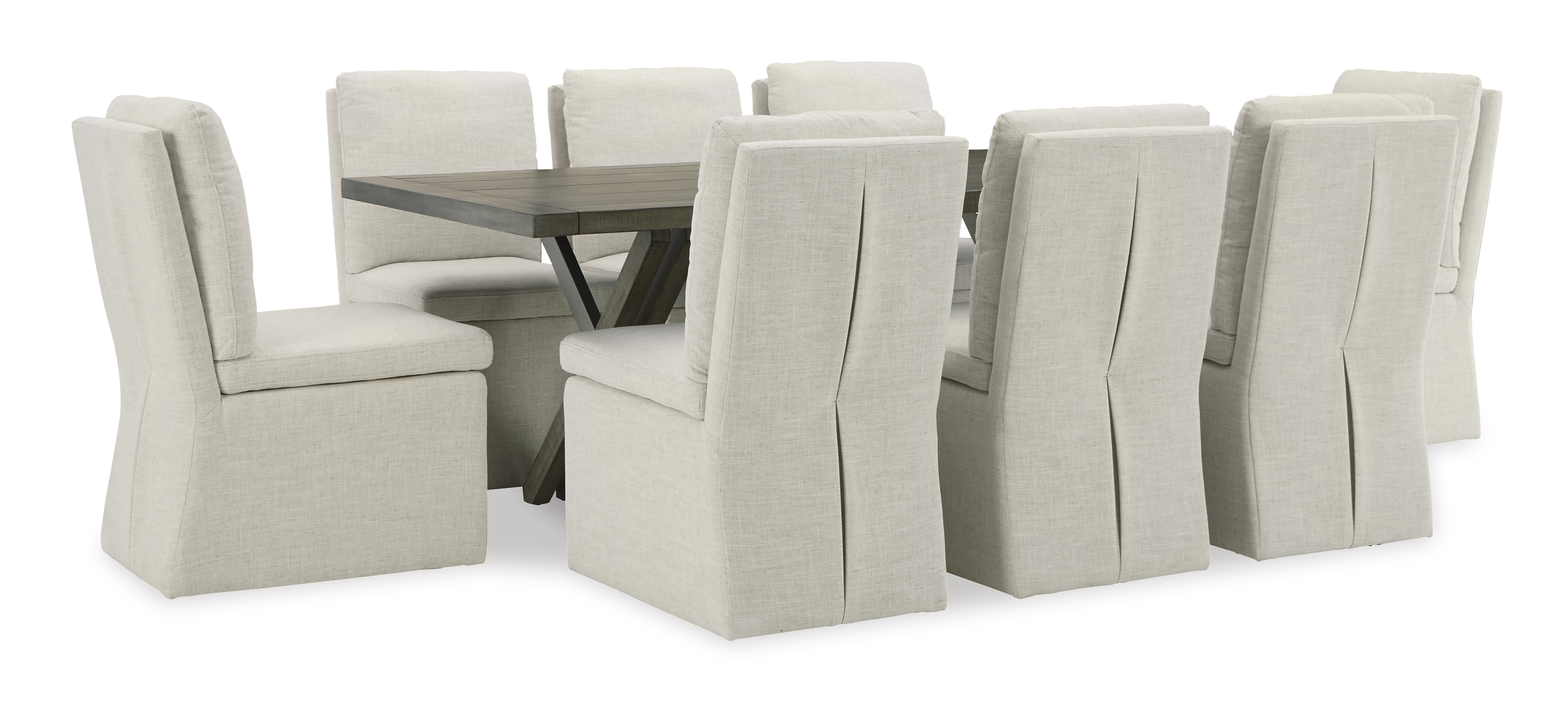 Ashley Furniture Krystanza Oatmeal Weathered Gray 9pc Dining Room Set