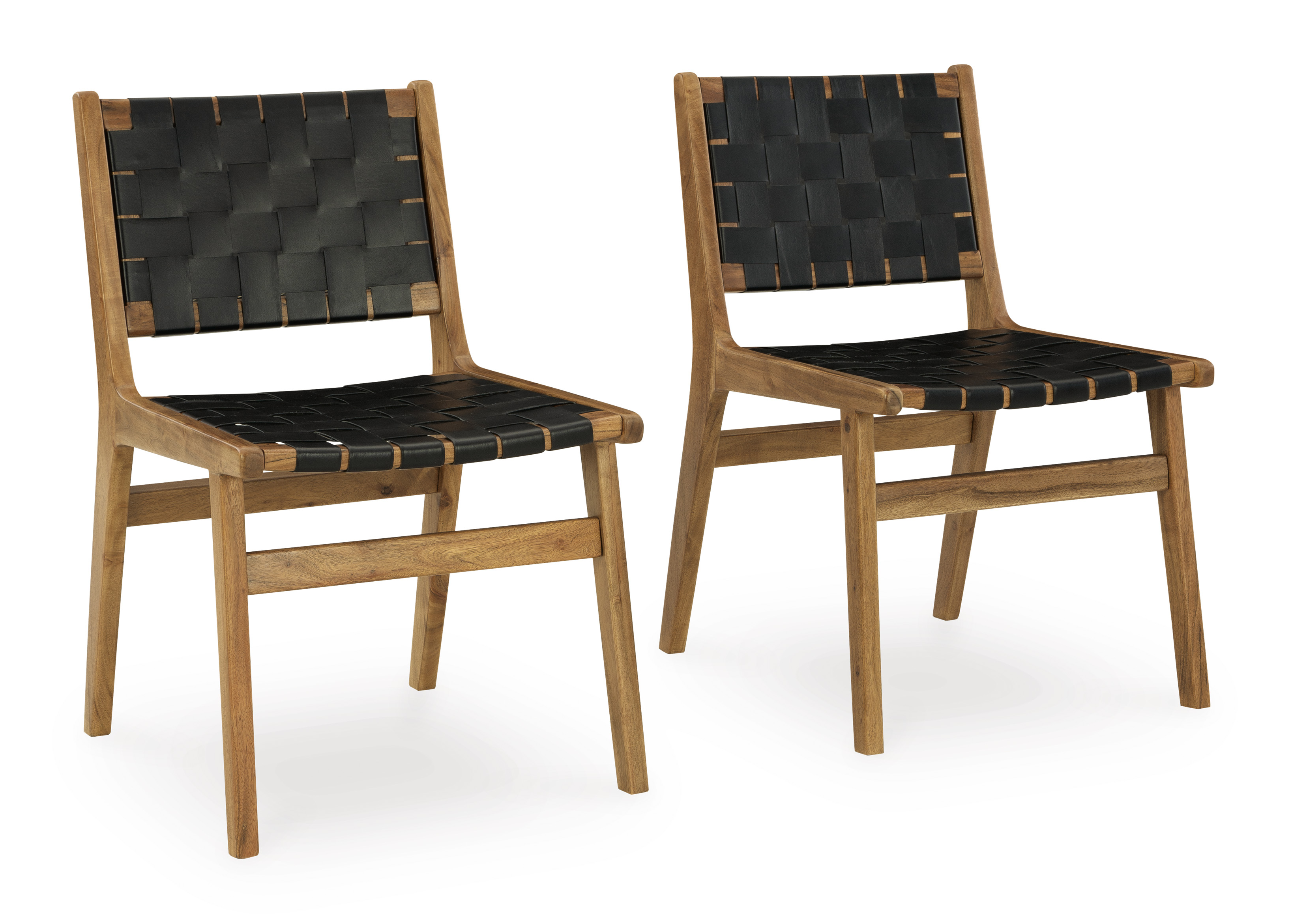 2 Ashley Furniture Fortmaine Brown Black Dining Side Chairs