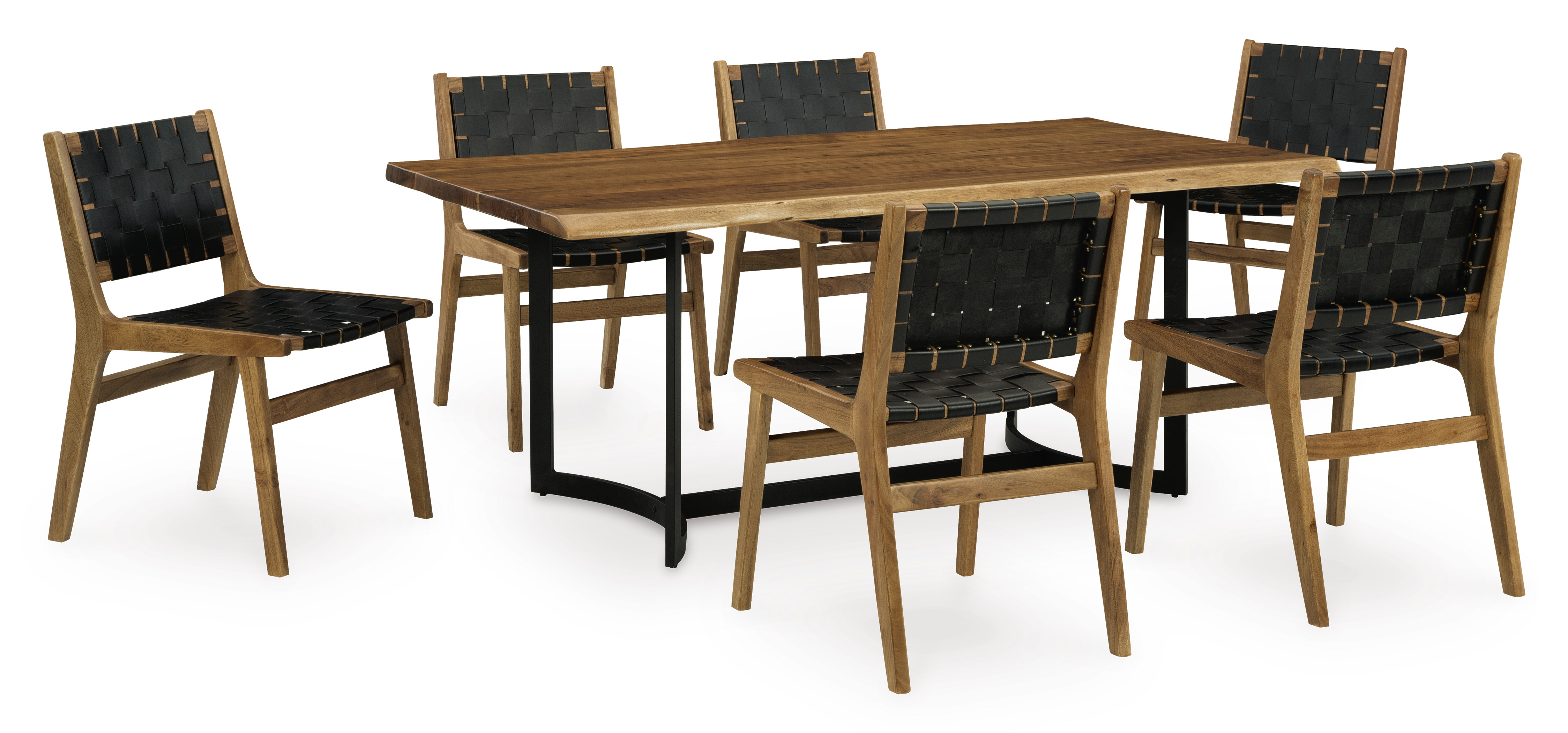 Ashley Furniture Fortmaine Brown Black 7pc Dining Room Set