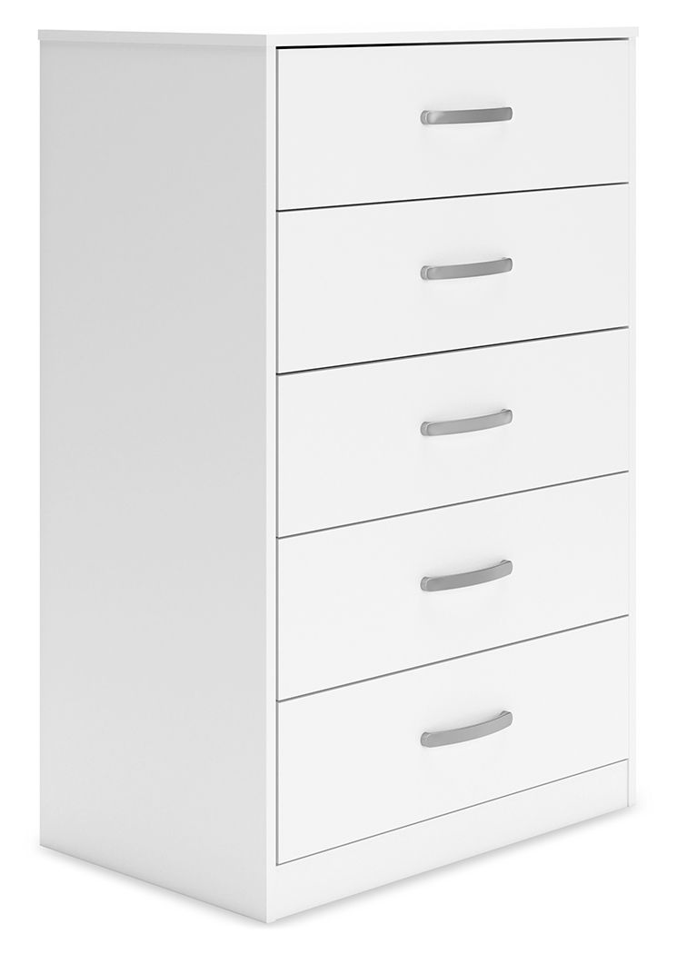 Ashley Furniture Flannia White Wood Five Drawer Chest