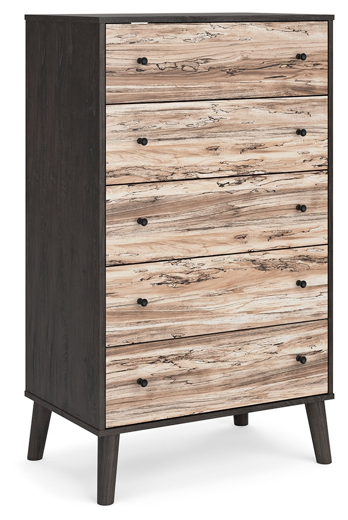 Ashley Furniture Piperton Brown Black Five Drawer Chest