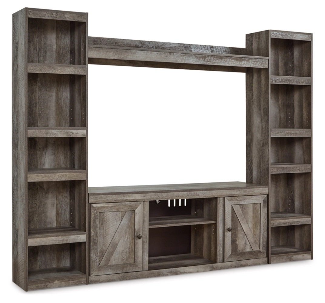Ashley Furniture Wynnlow Gray Wood 4pc Entertainment Center