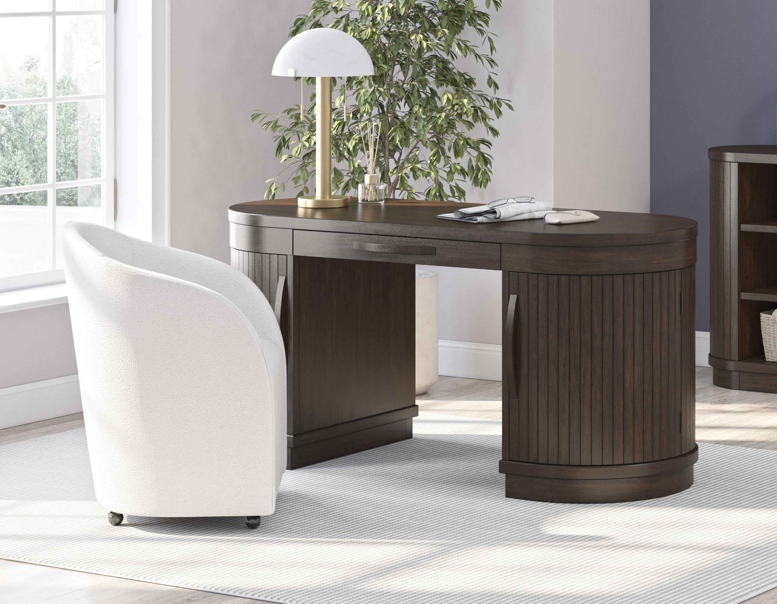 Ashley Furniture Korestone Warm Brown White Office Desk And Chair Set