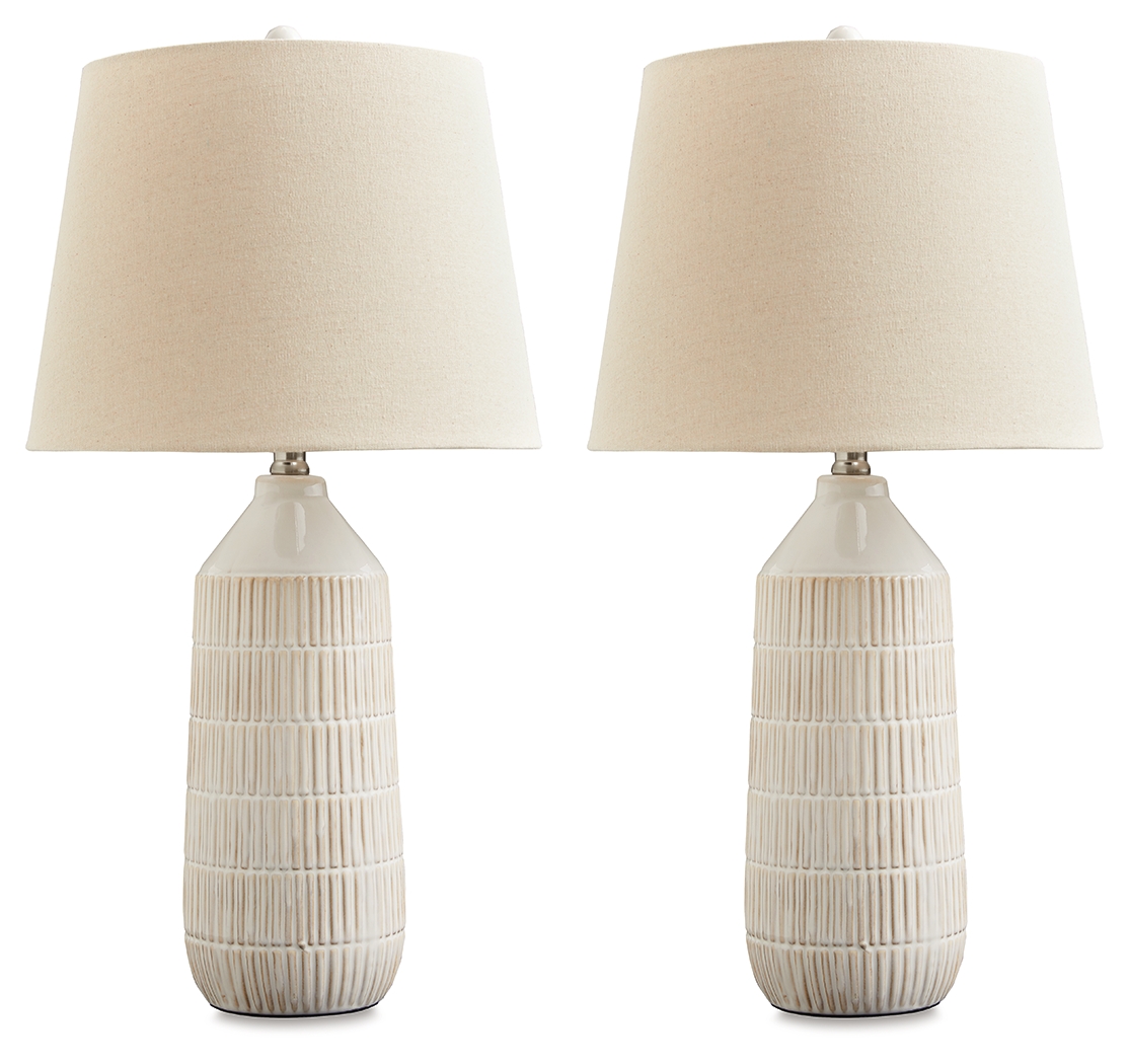 2 Ashley Furniture Willport Off White Ceramic Table Lamps