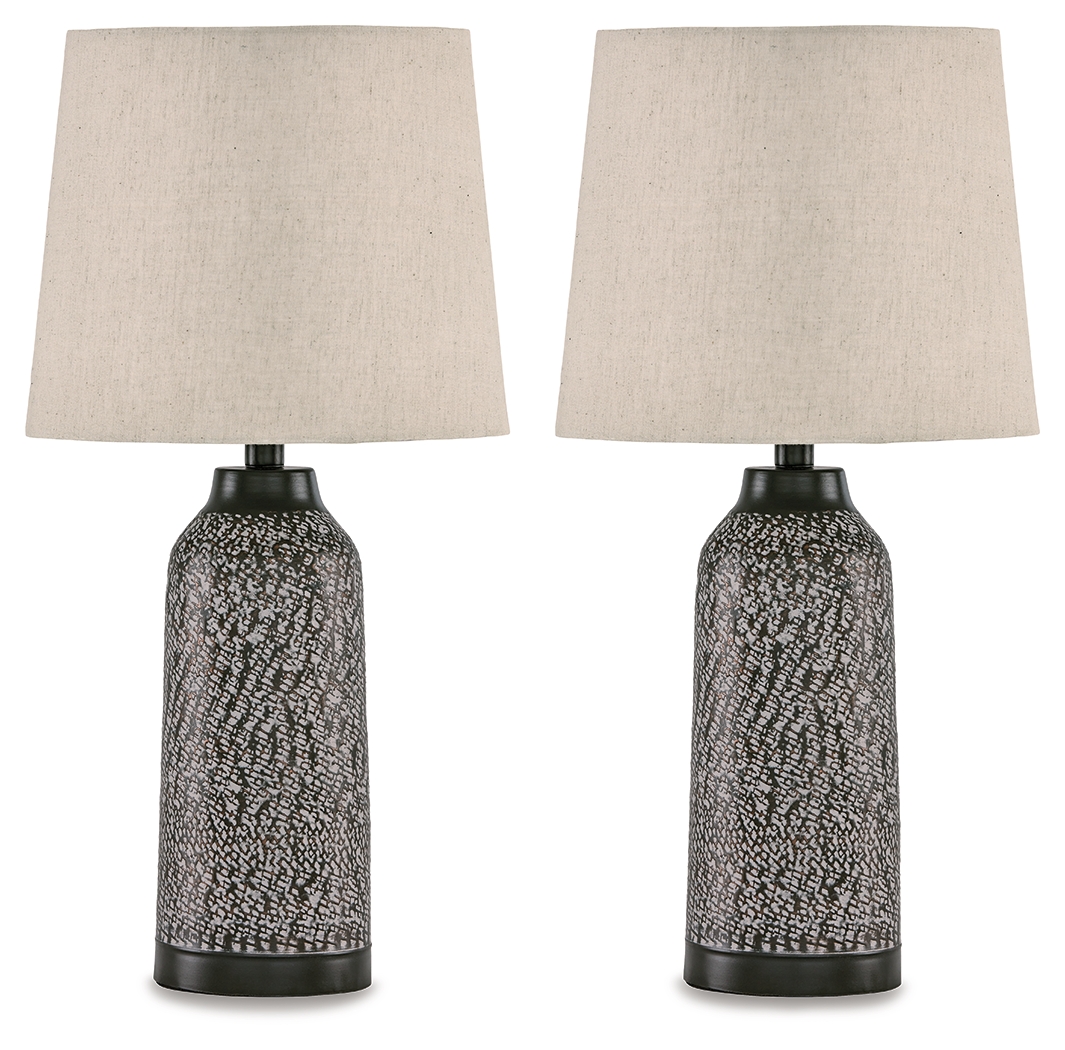 2 Ashley Furniture Lanson Antique Bronze Metal Table Lamps