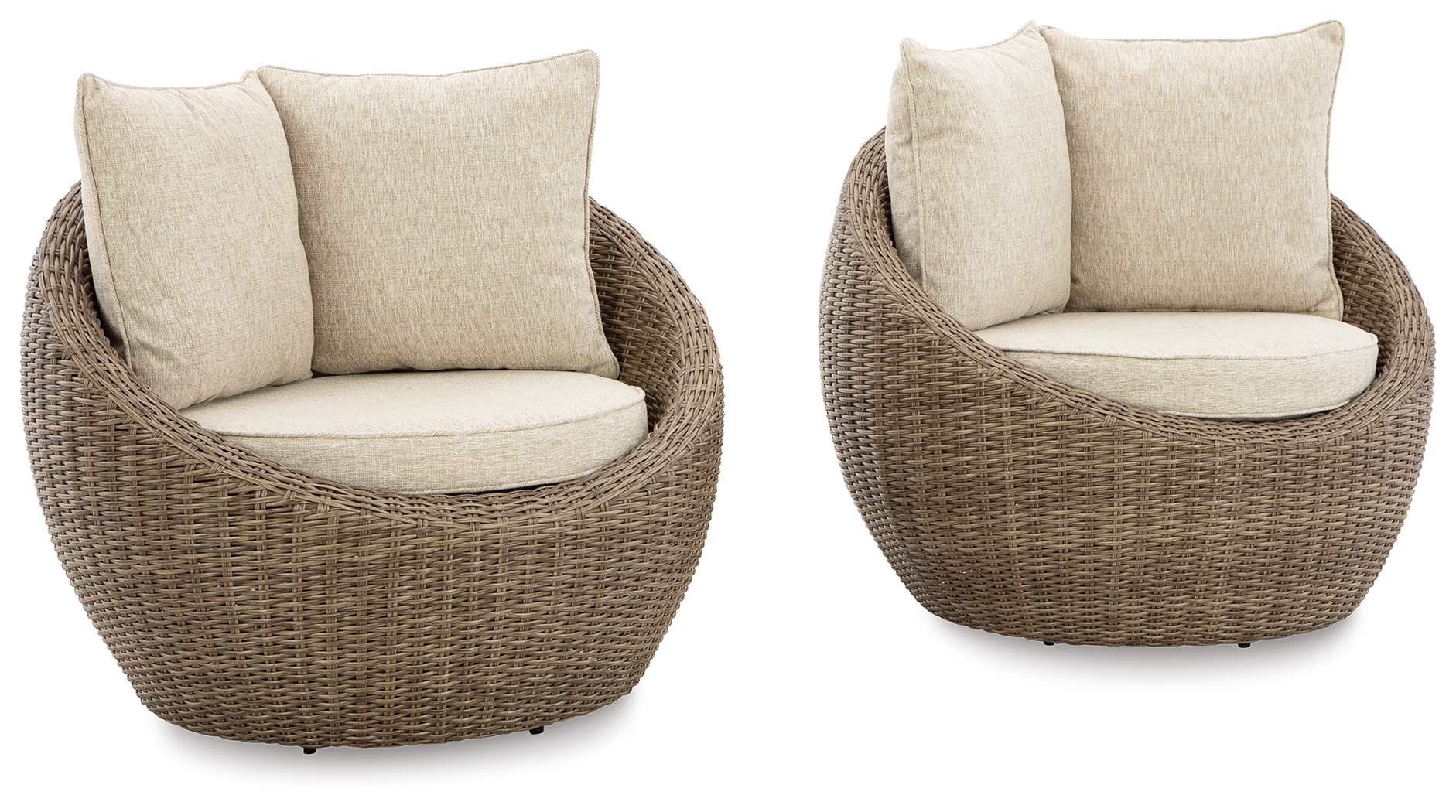 2 Ashley Furniture Danson Beige Swivel Lounge Chairs With Cushion