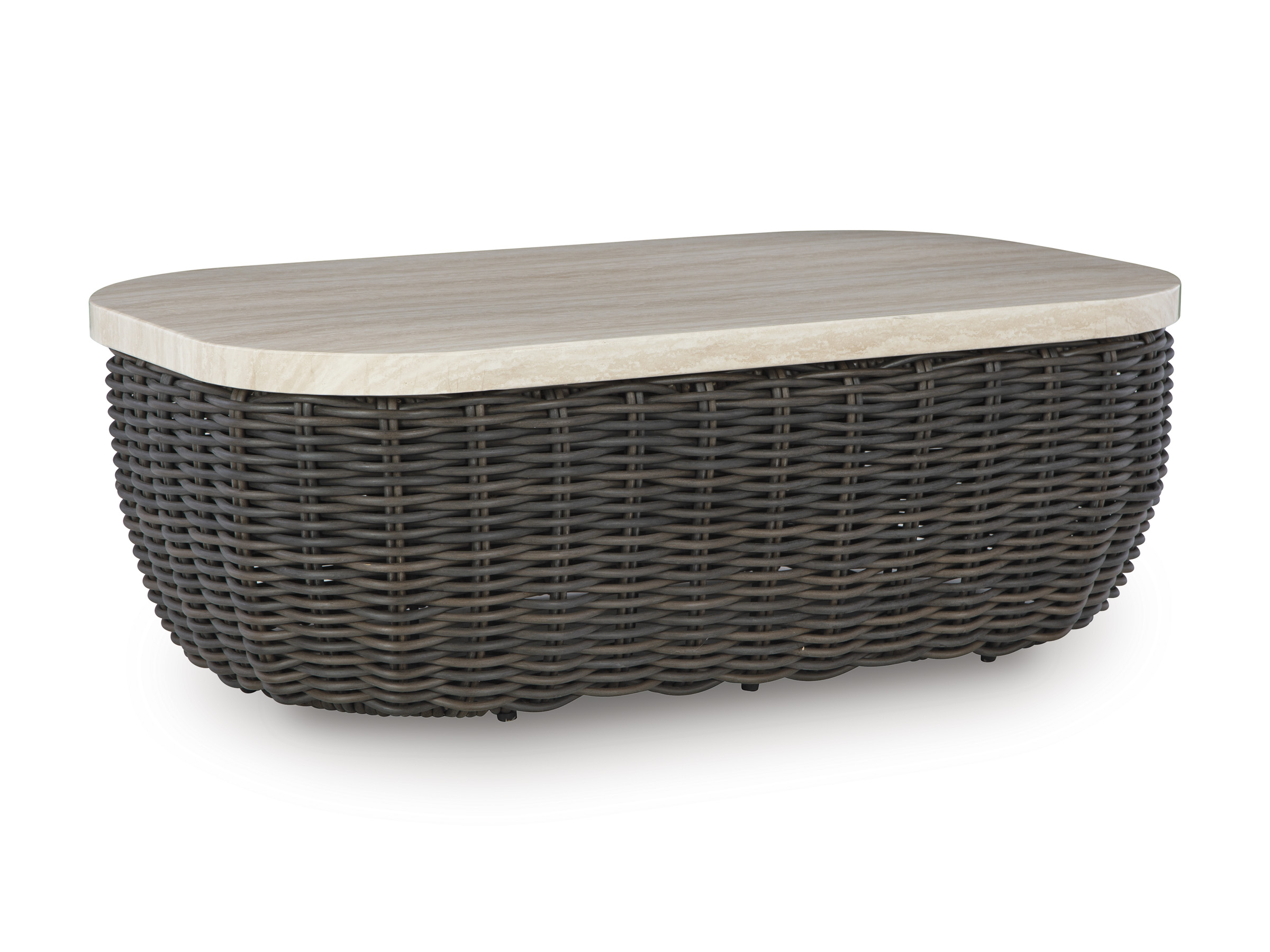 Ashley Furniture Kimora Beige Dark Brown Rectangular Cocktail Table