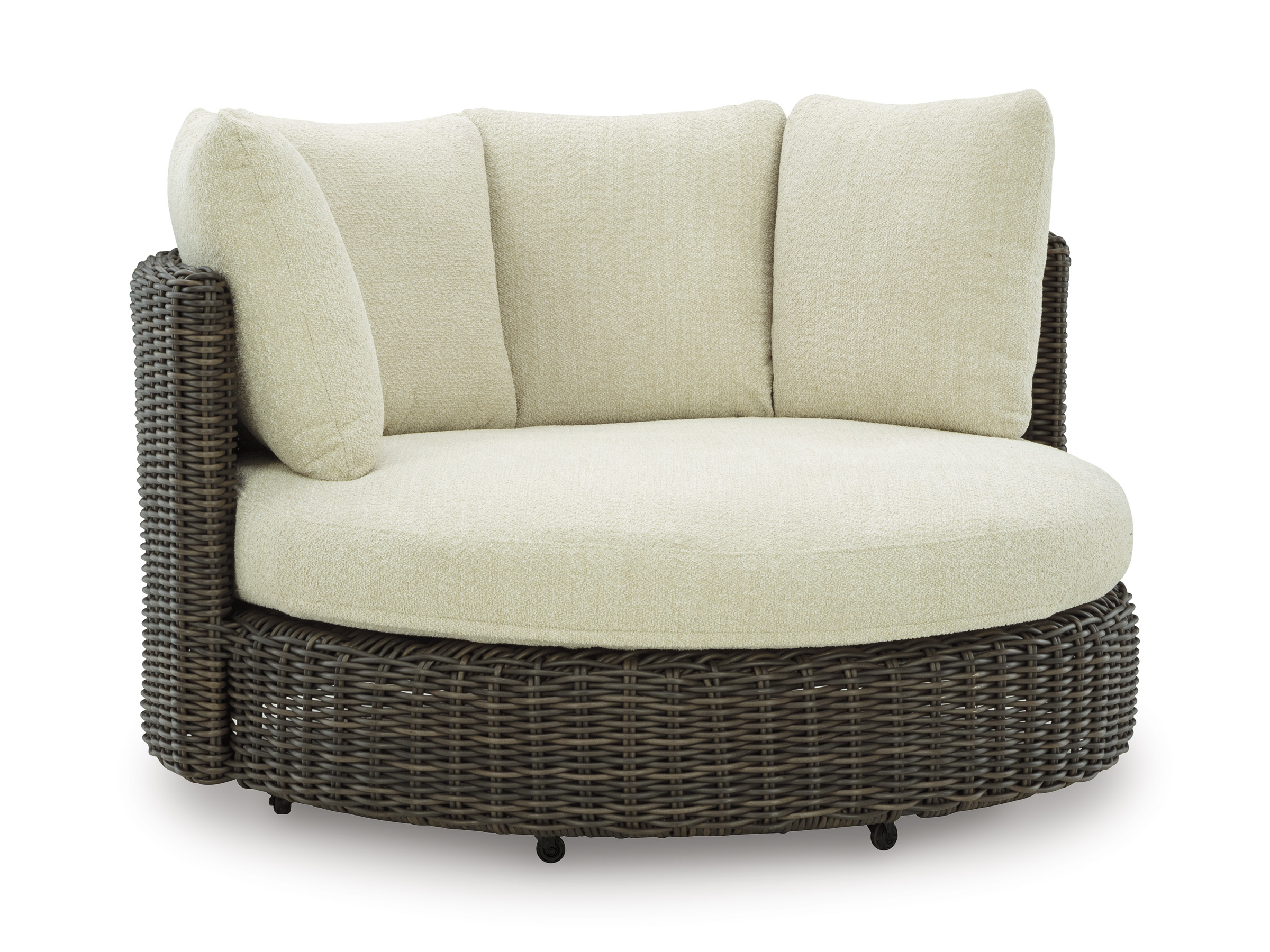 Ashley Furniture Kimora Beige Dark Brown Swivel Lounge Chair With Cushion