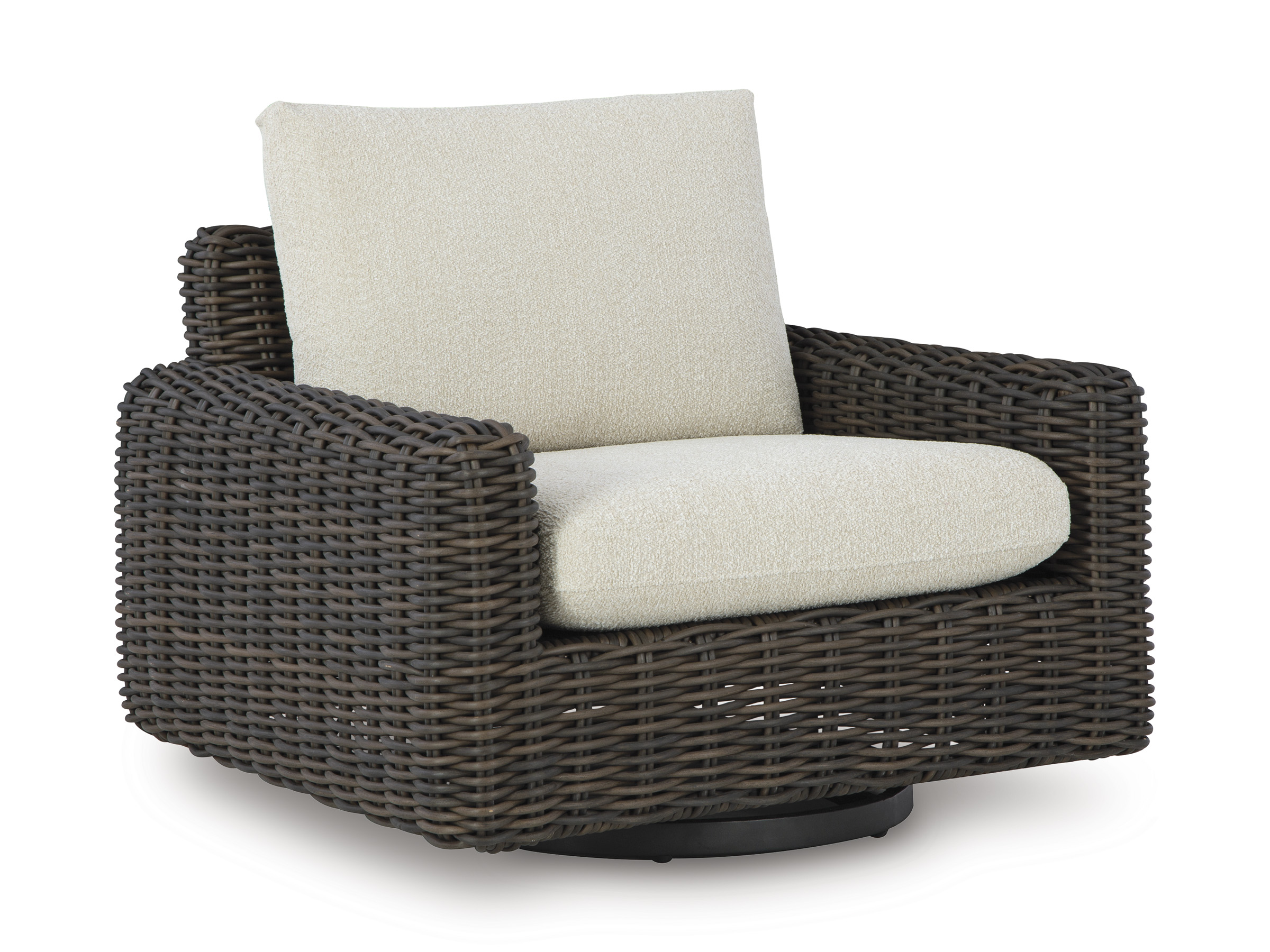 Ashley Furniture Kimora Beige Dark Brown Swivel Glider Lounge With Cushion