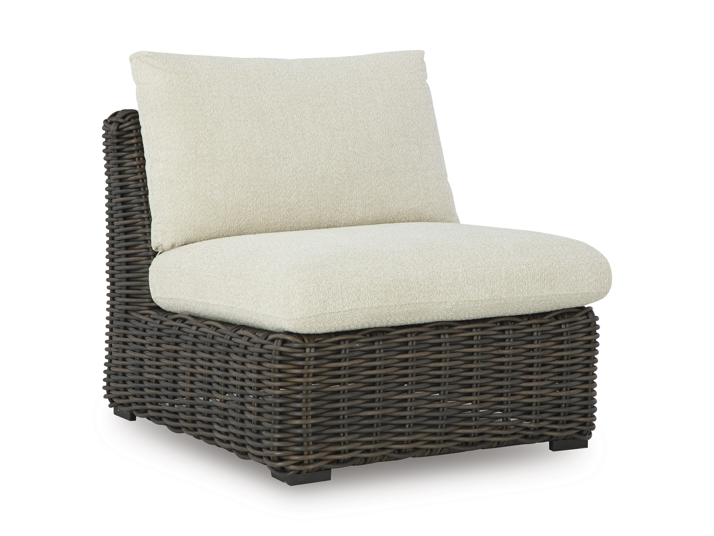Ashley Furniture Kimora Beige Dark Brown Armless Chair With Cushion