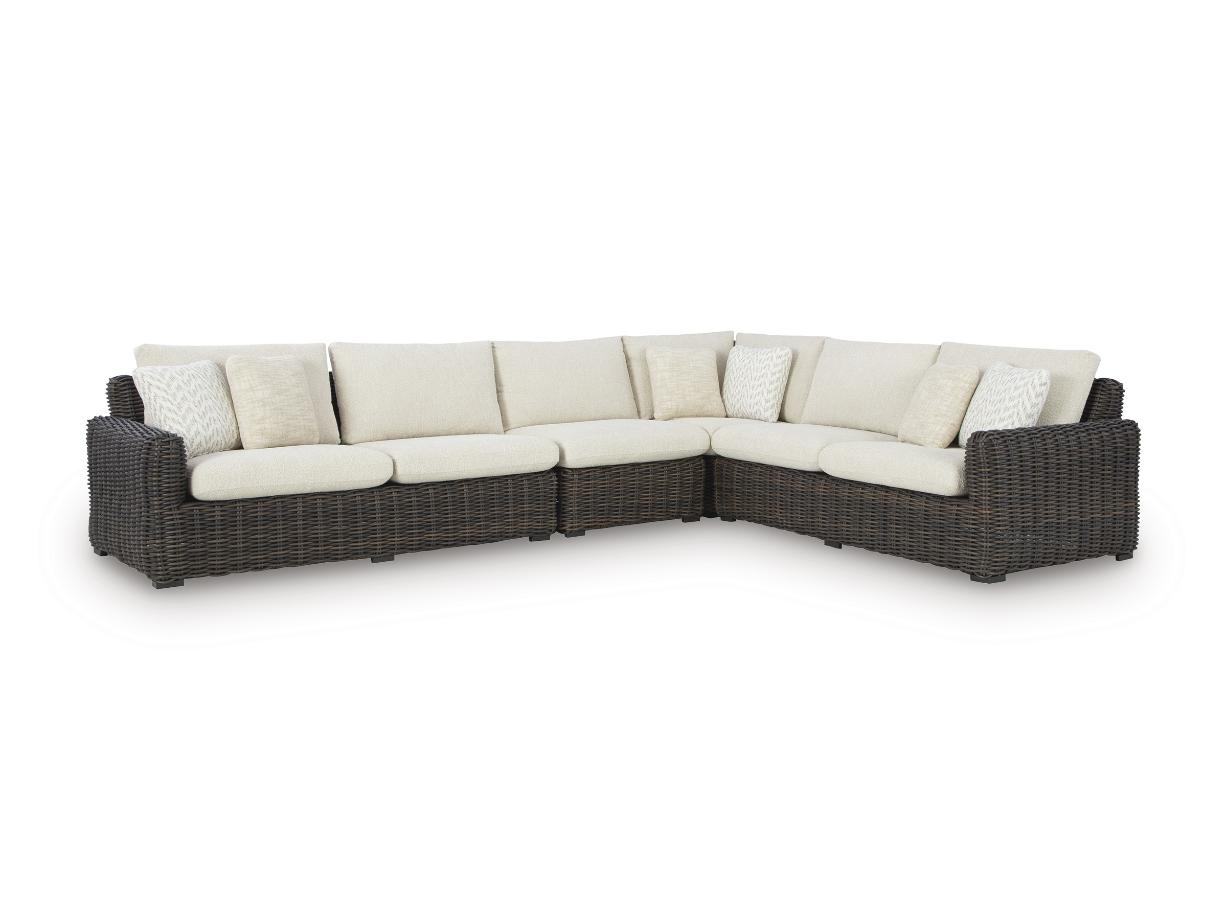 Ashley Furniture Kimora Beige Dark Brown 4pc Outdoor Sectional