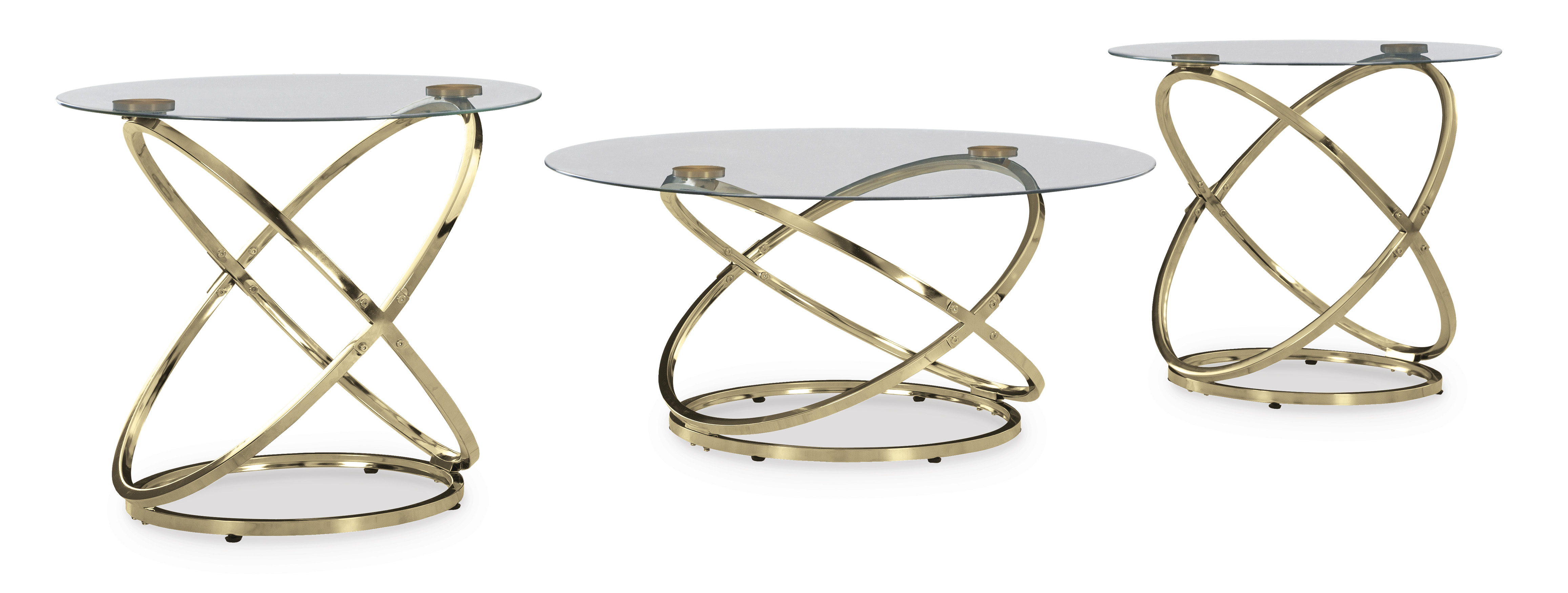 Ashley Furniture Crimonti Champagne 3pc Occasional Table Set