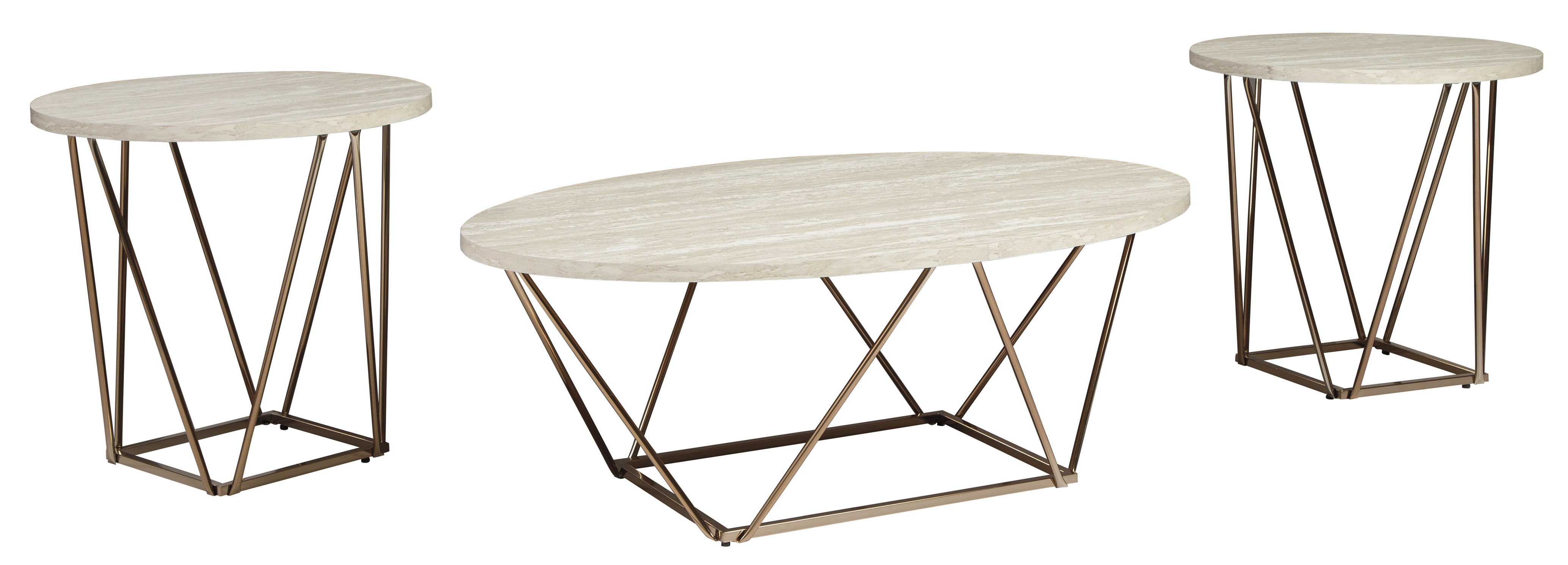 Ashley Furniture Tarica Two Tone 3pc Occasional Table Set