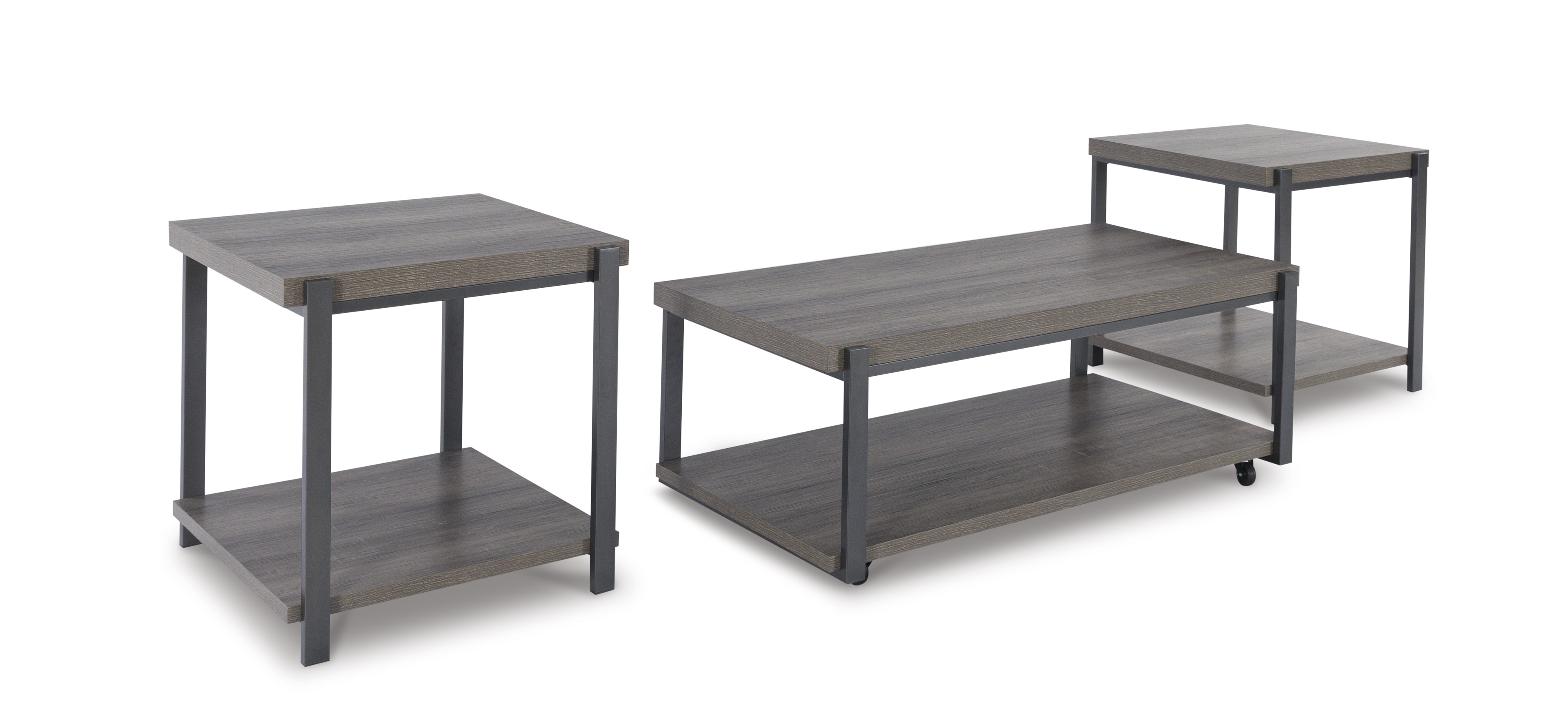 Ashley Furniture Wilmaden Gray Black 3pc Occasional Table Set