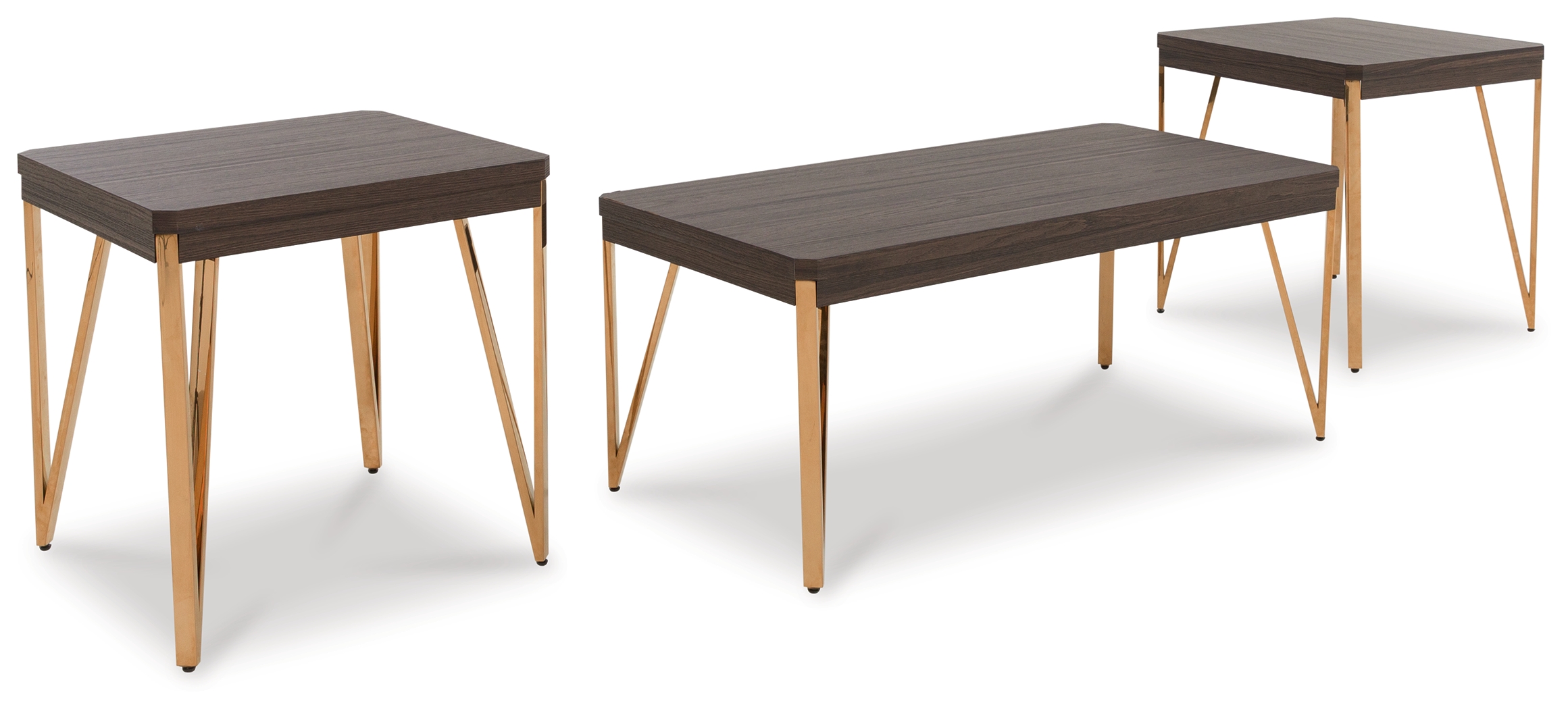 Ashley Furniture Bandyn Brown Champagne 3pc Occasional Table Set