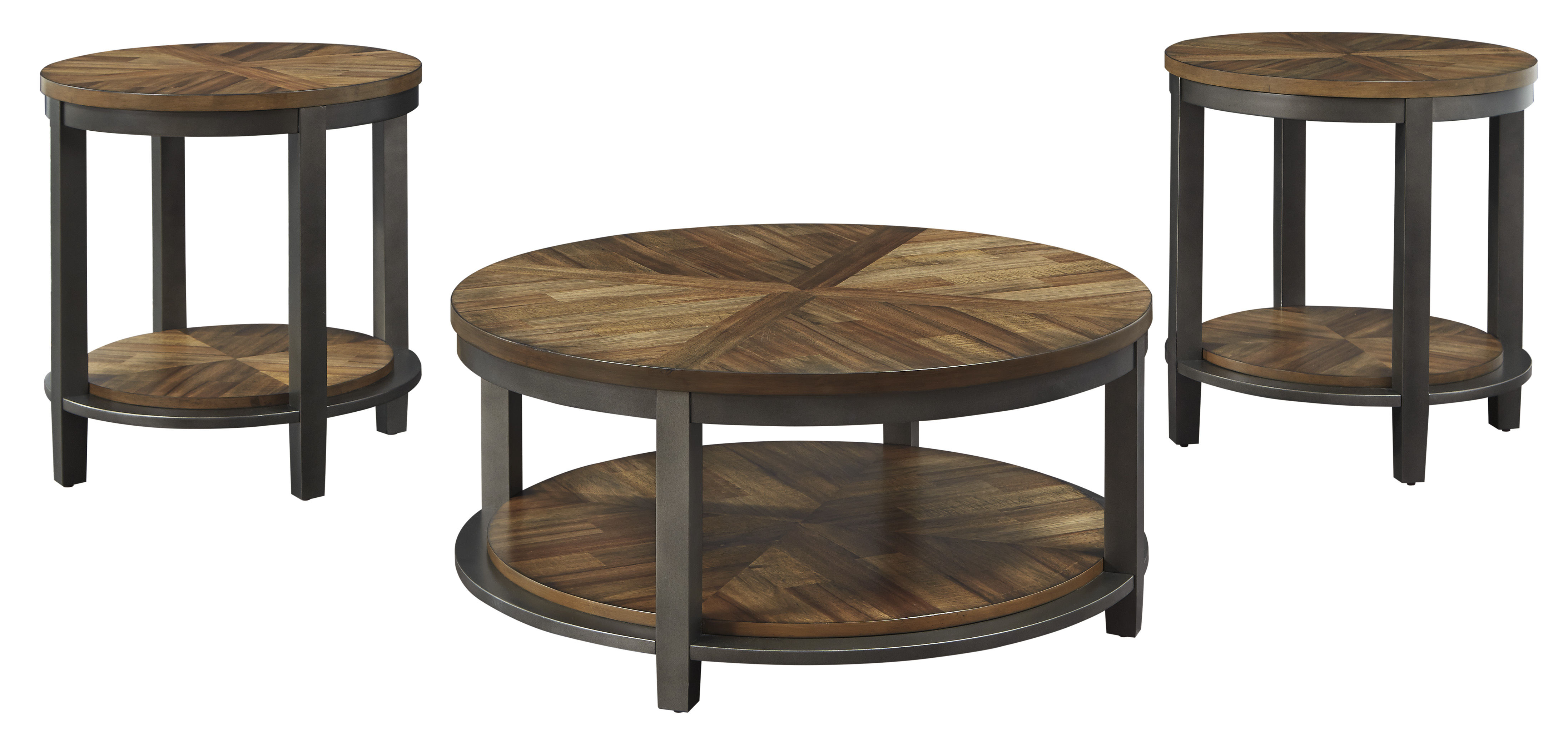 Ashley Furniture Roybeck Light Brown Bronze 3pc Occasional Table Set