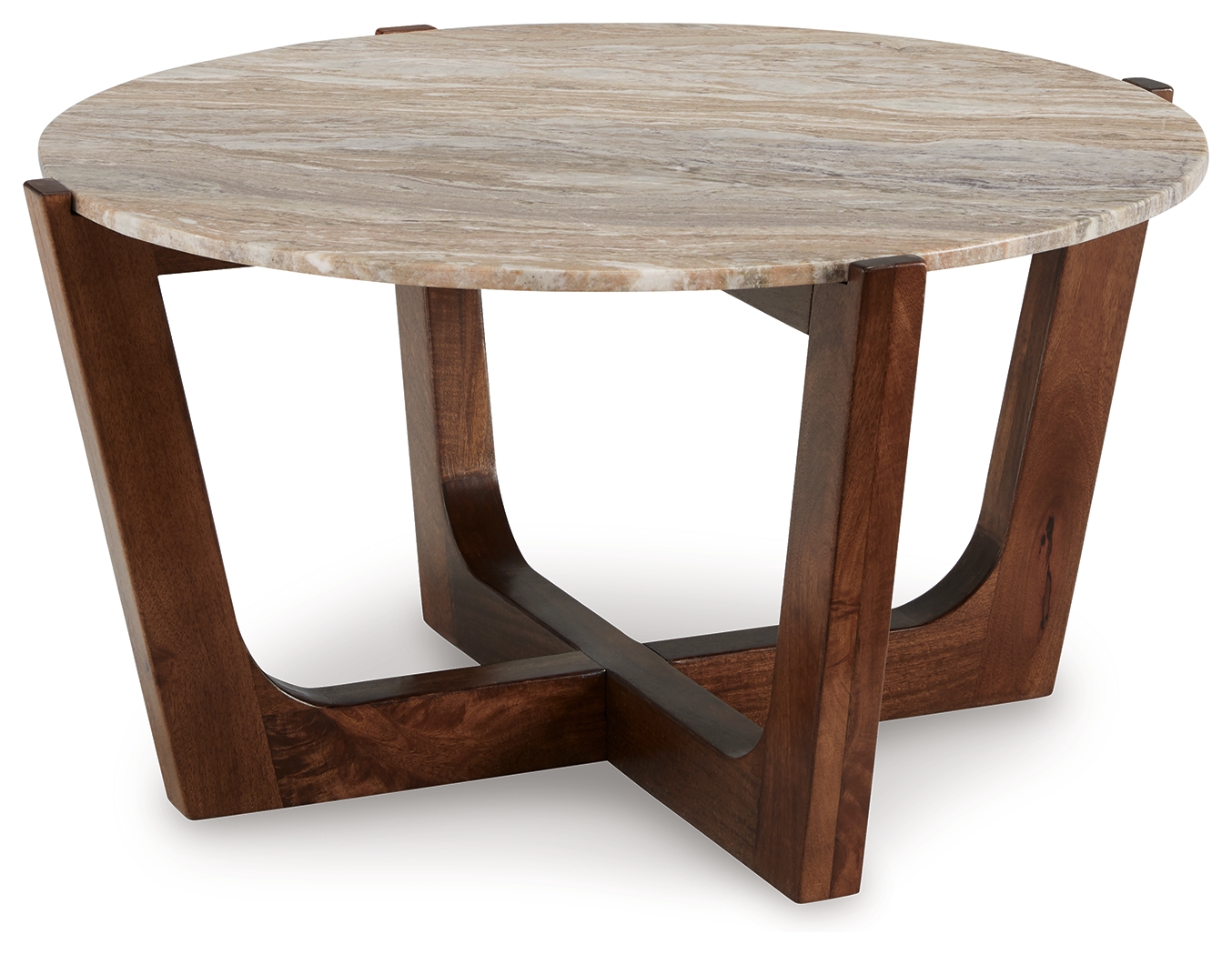 Ashley Furniture Tanidore Natural Warm Brown Round Cocktail Table