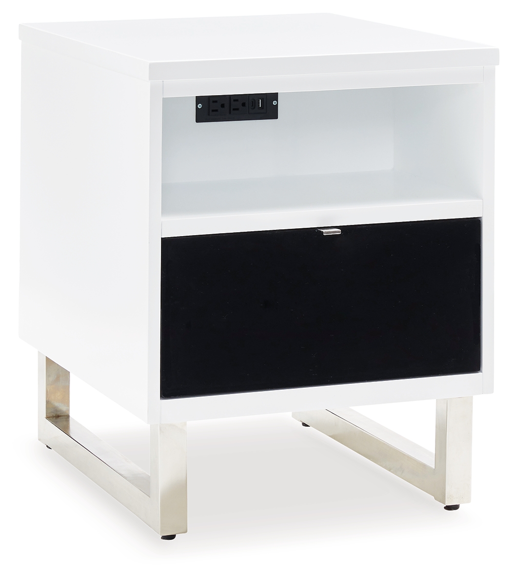 Ashley Furniture Gardoni White Black Chair Side End Table