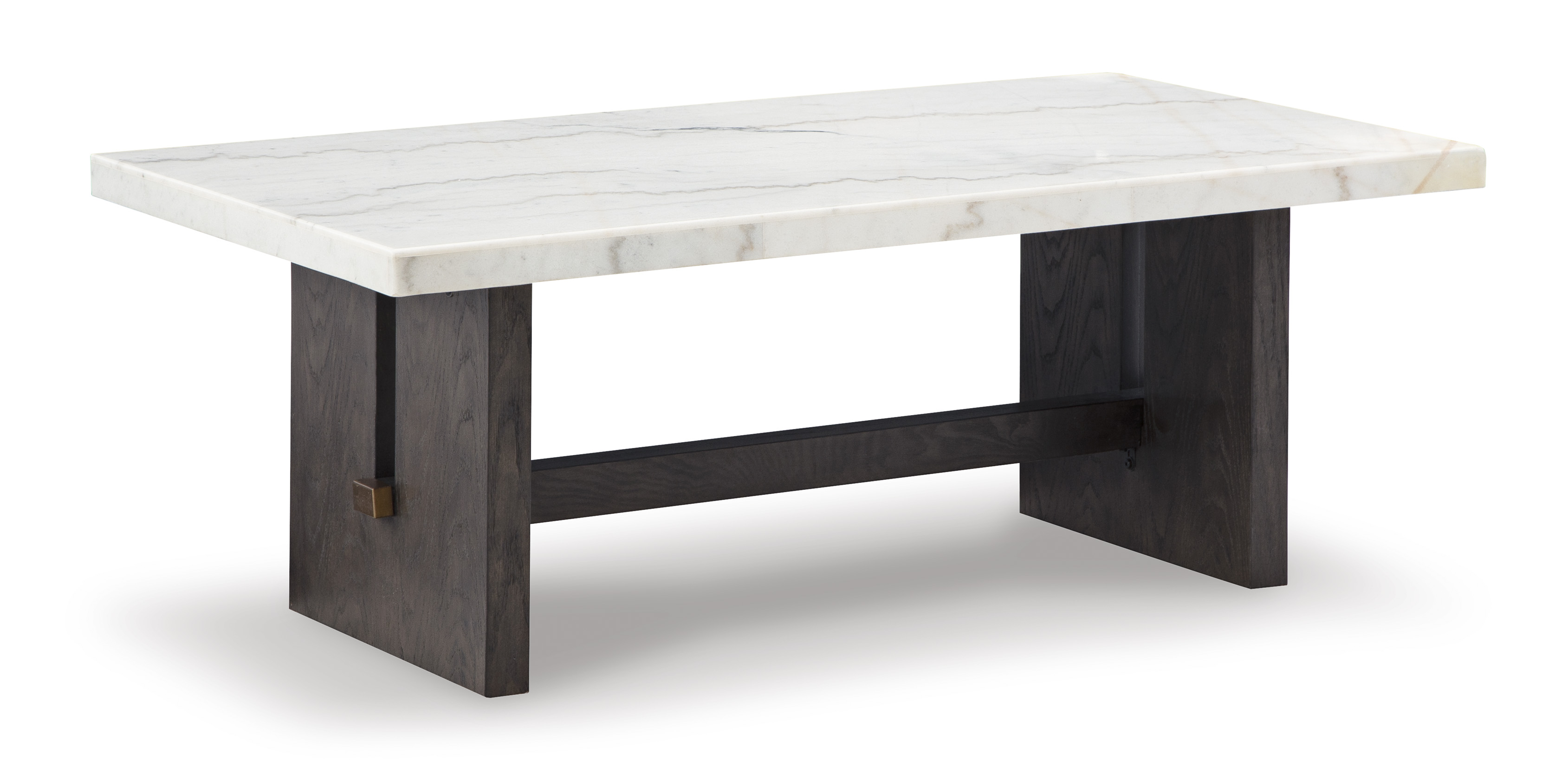 Ashley Furniture Burkhaus White Dark Brown Rectangular Cocktail Table