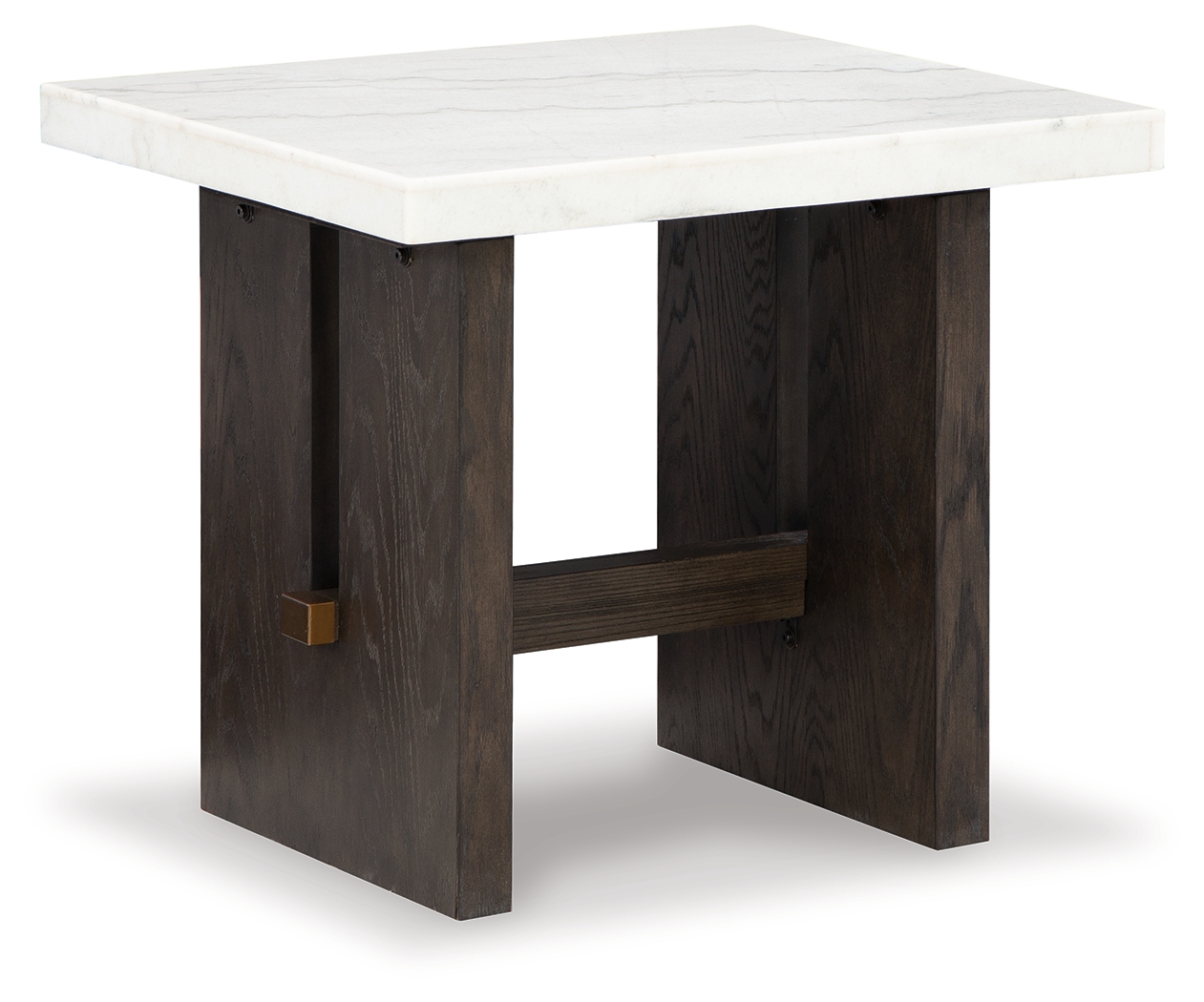 Ashley Furniture Burkhaus White Dark Brown Rectangular End Table