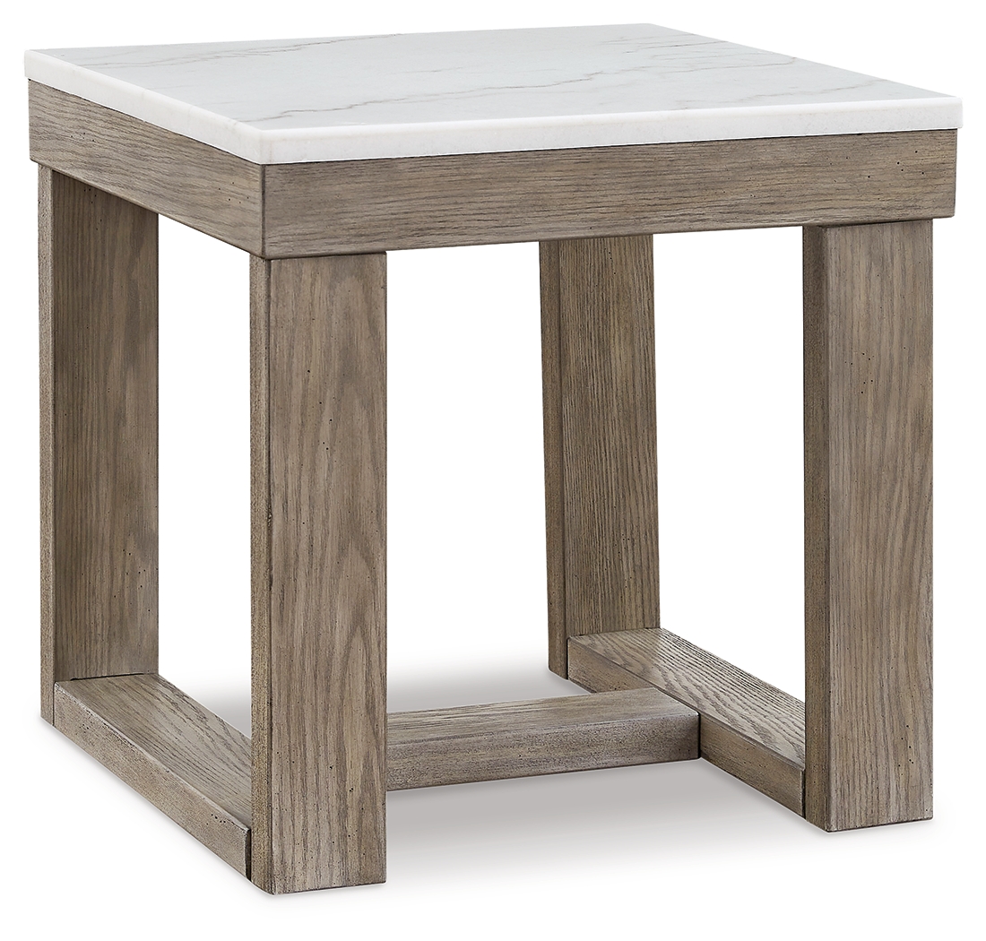Ashley Furniture Loyaska Brown Ivory Square End Table