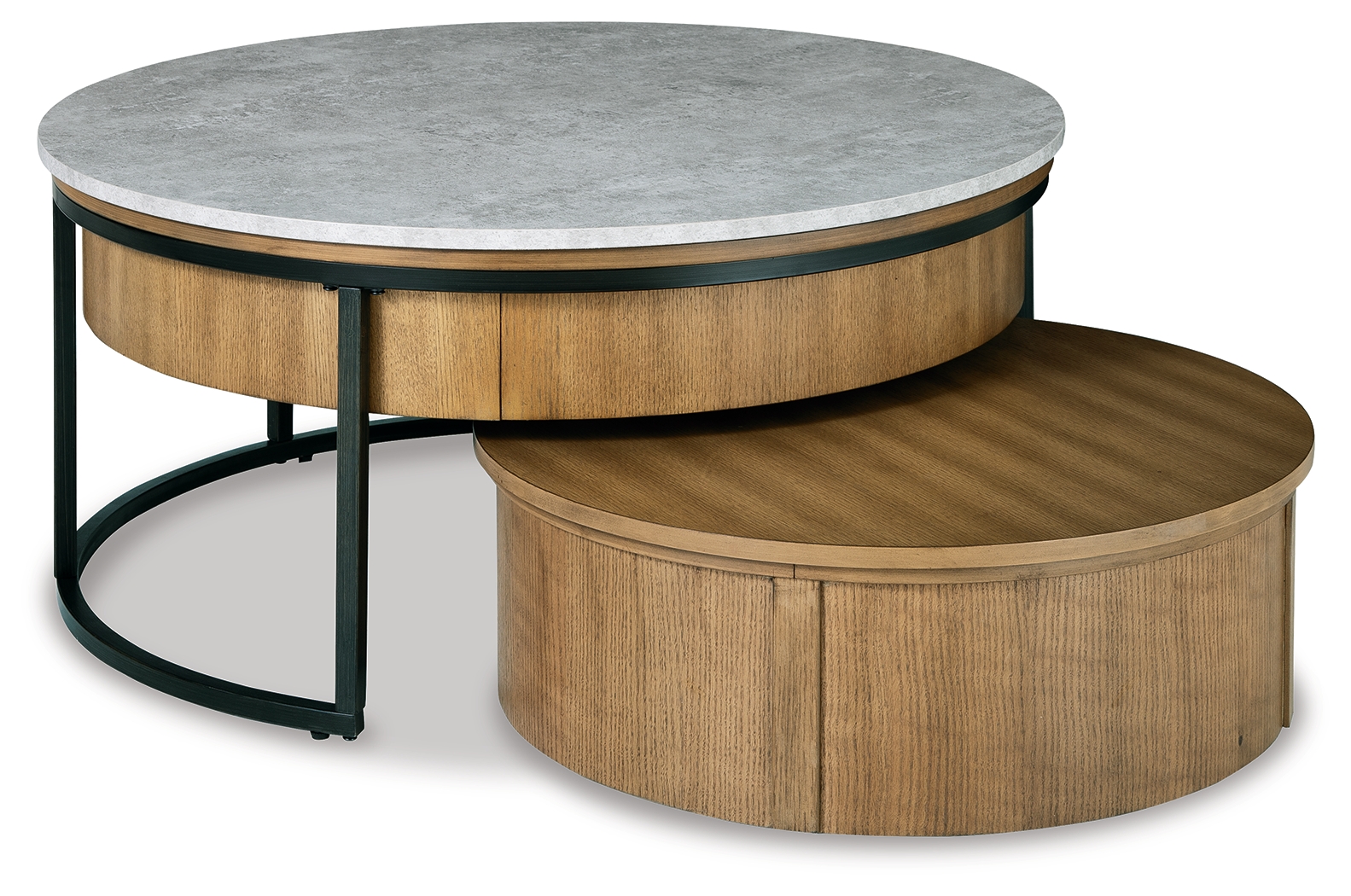 Ashley Furniture Fridley Gray Brown Black 2pc Nesting Cocktail Table