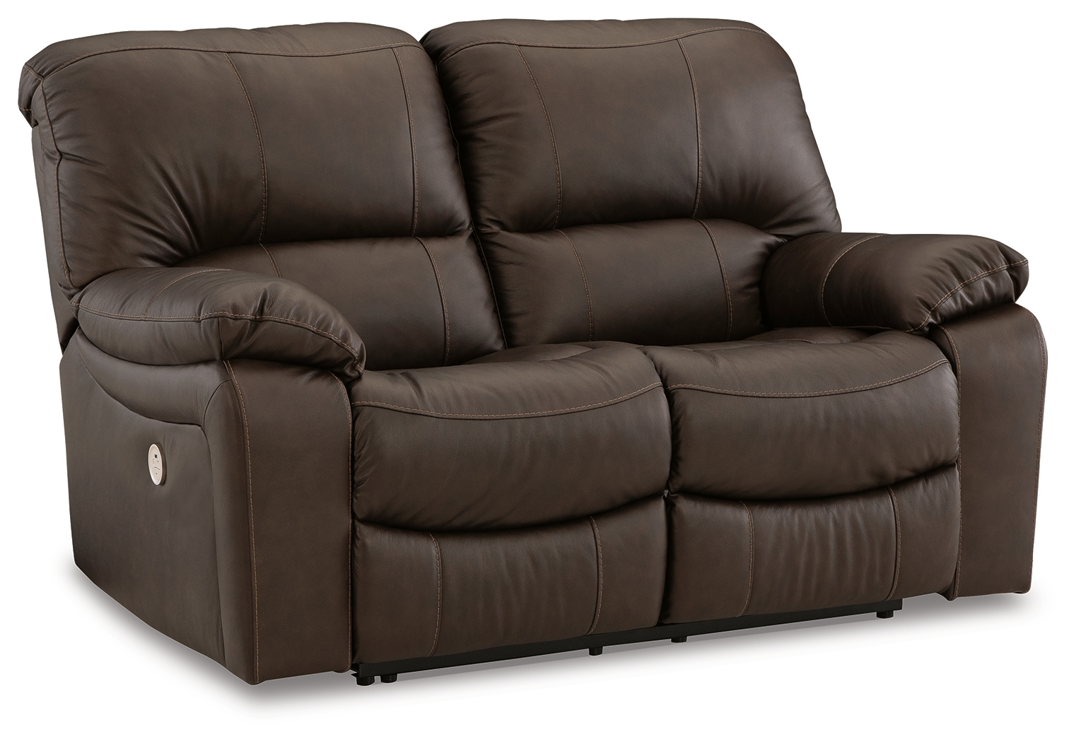 Ashley Furniture Leesworth Dark Brown Reclining Power Loveseat