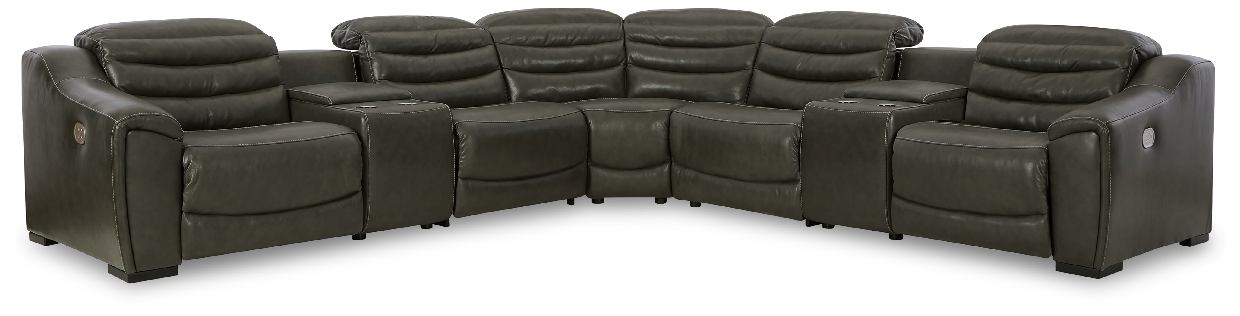 Ashley Furniture Center Line Dark Gray 7pc Power Reclining Sectional