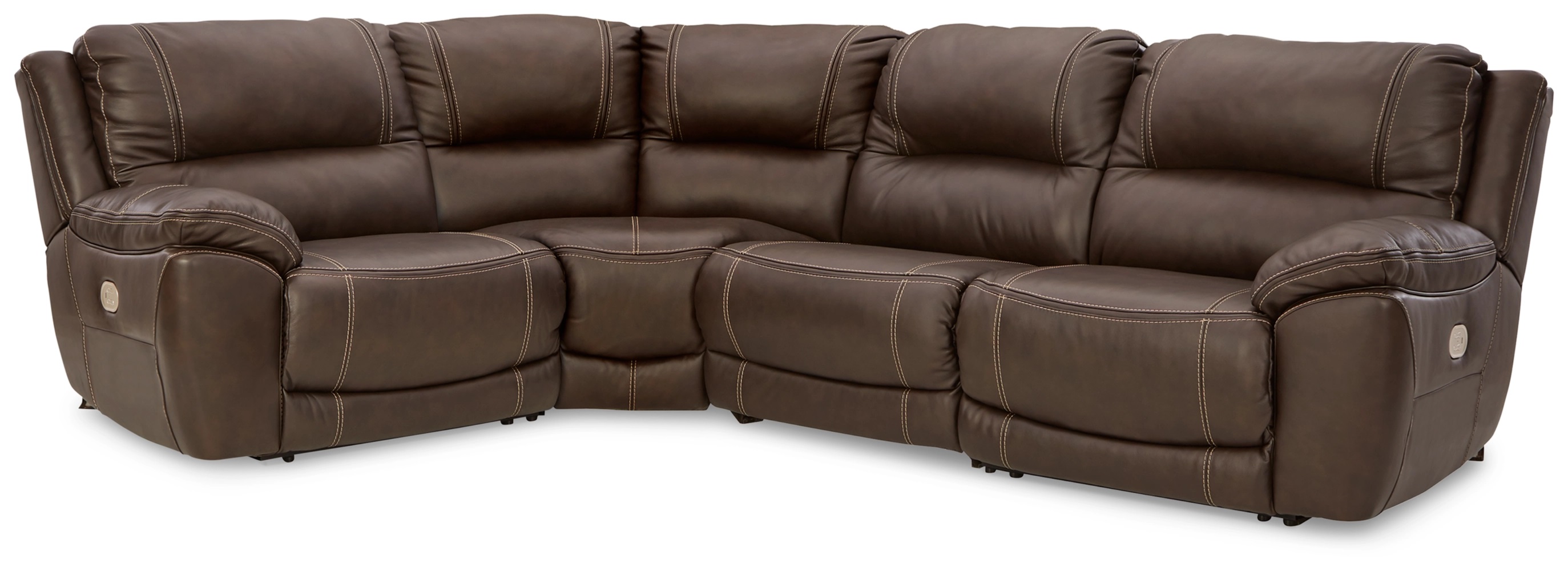 Ashley Furniture Dunleith Chocolate 4pc Power Reclining Sectional