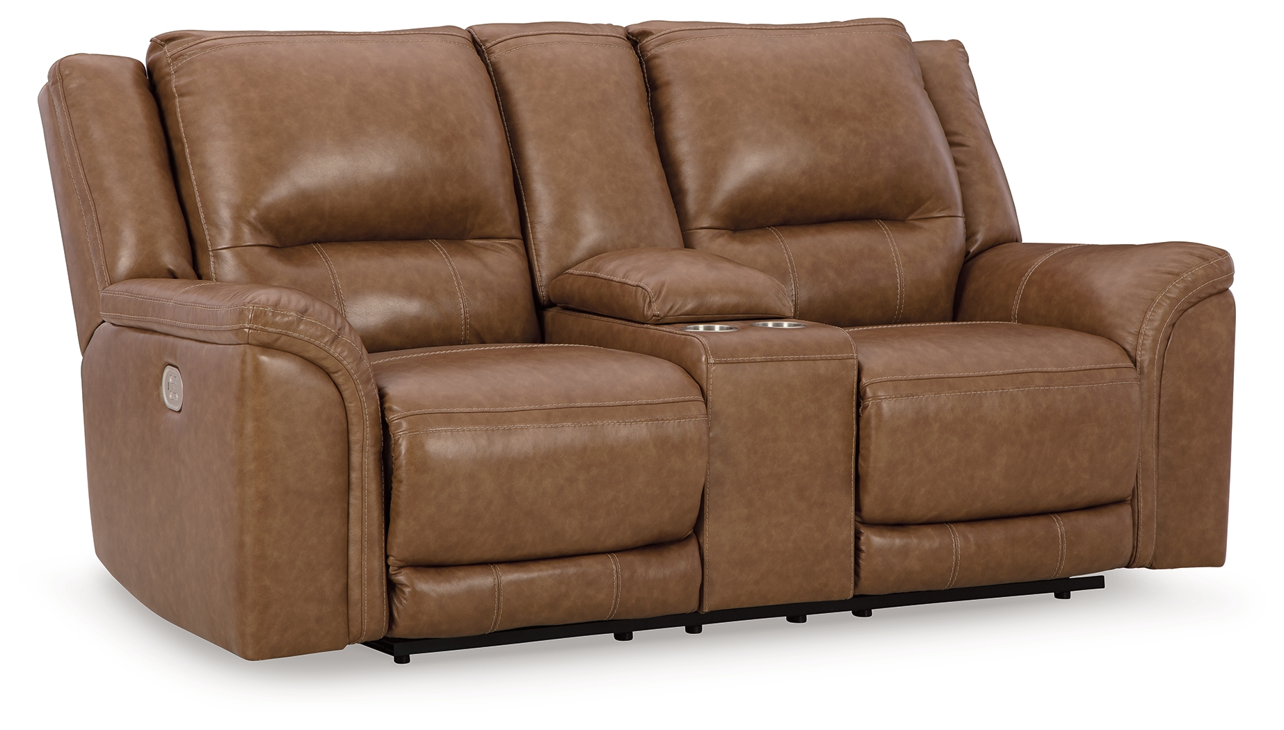 Ashley Furniture Trasimeno Caramel Power Console Reclining Loveseat