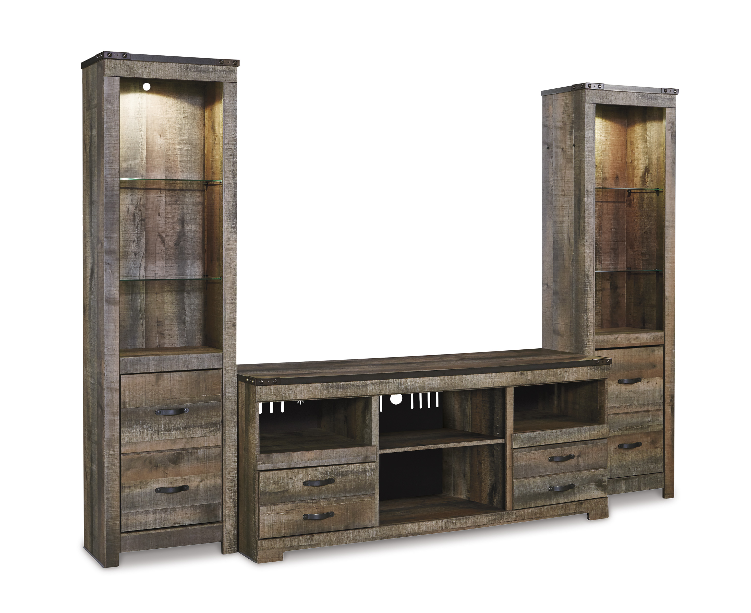 Ashley Furniture Trinell Brown 3pc Entertainment Center