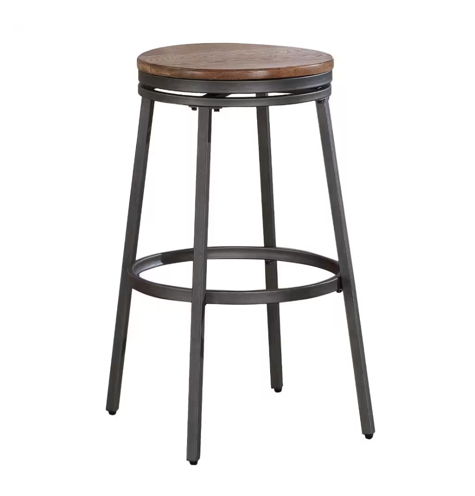American Woodcrafters Stockton Slate Grey Golden Oak 25 Inch Backless Swive...