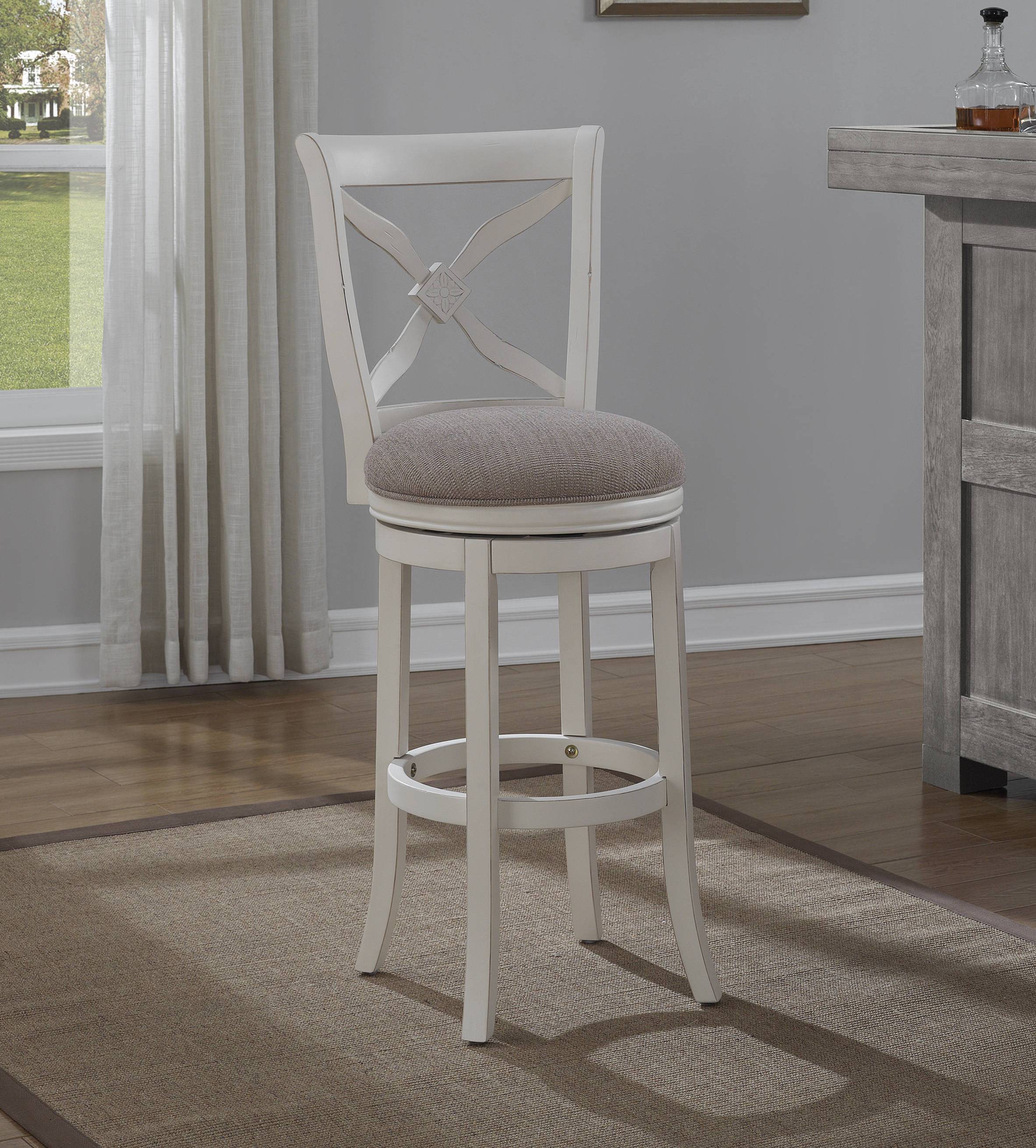 American Woodcrafters Aversa Light Brown Antique White 30 Inch Swivel Stool