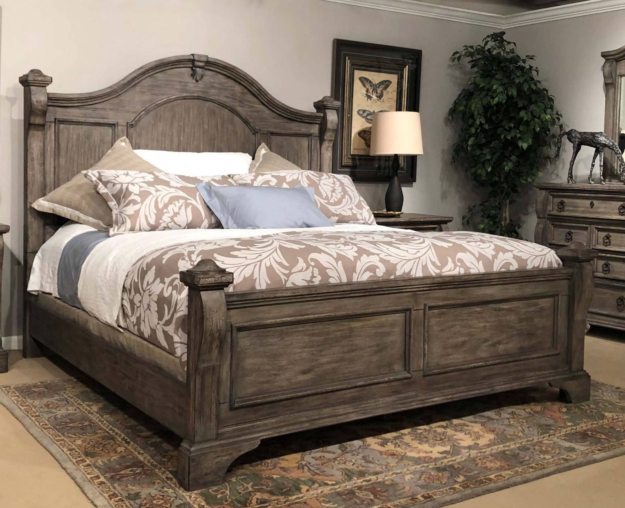 American Woodcrafters Heirloom Rustic Rustic Charcoal King Poster Bed