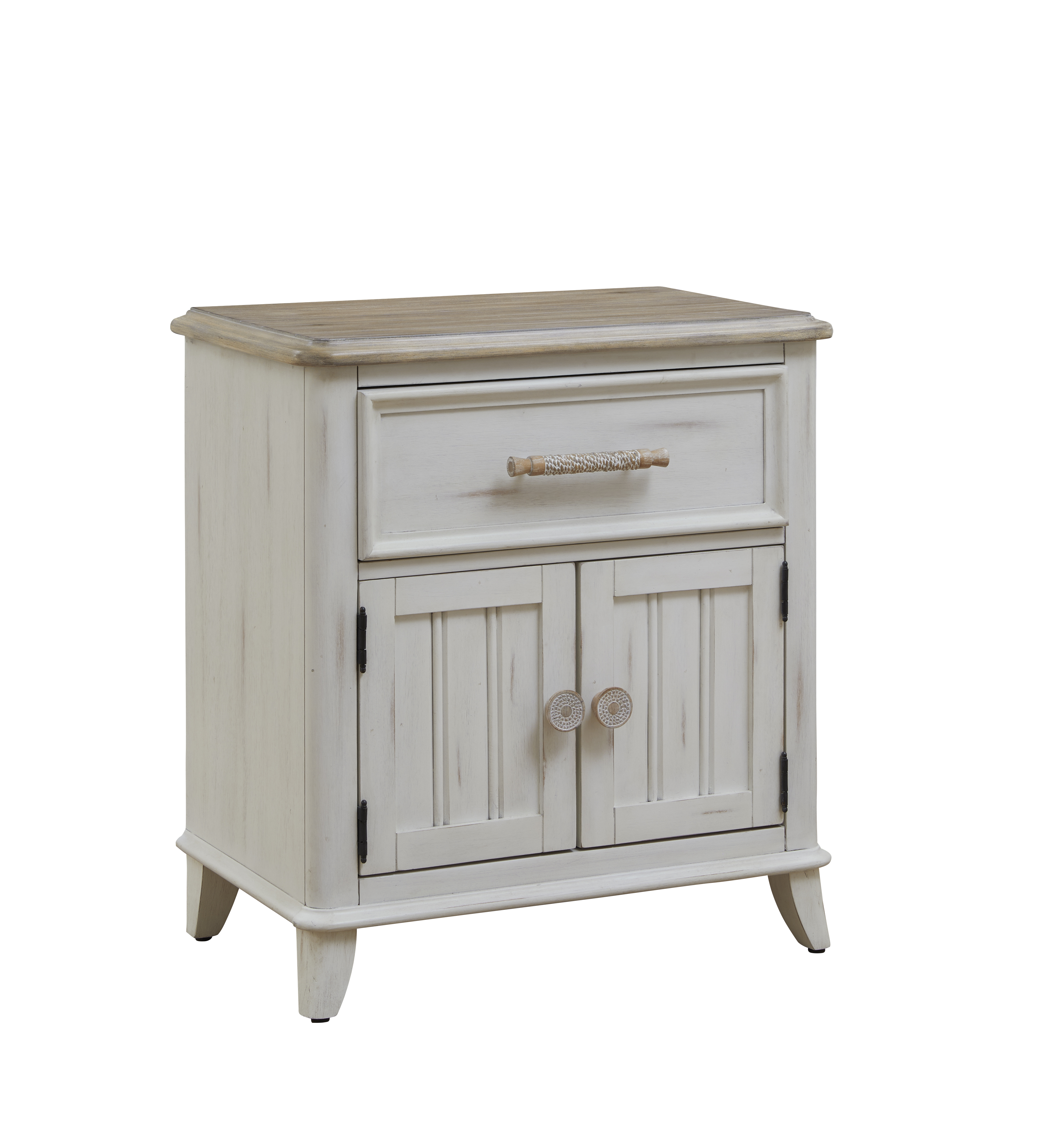 American Woodcrafters Beach Comber Weathered White Sand Nightstand