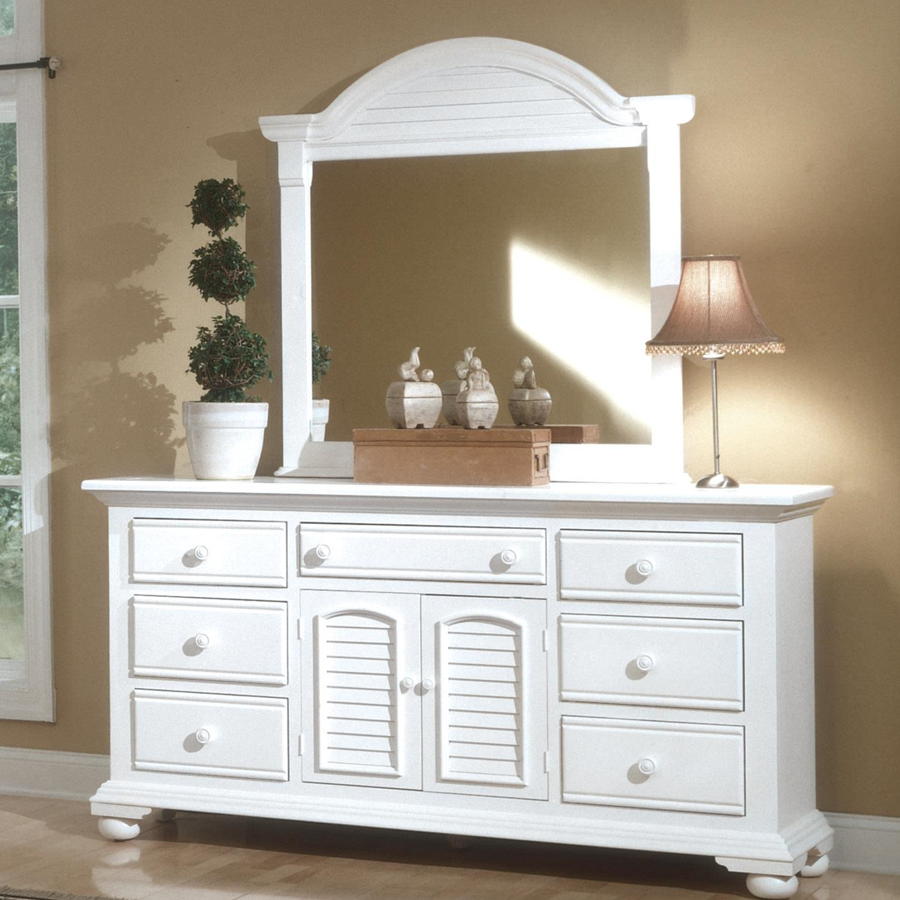 American Woodcrafters Cottage Traditions White Dresser and Mirror
