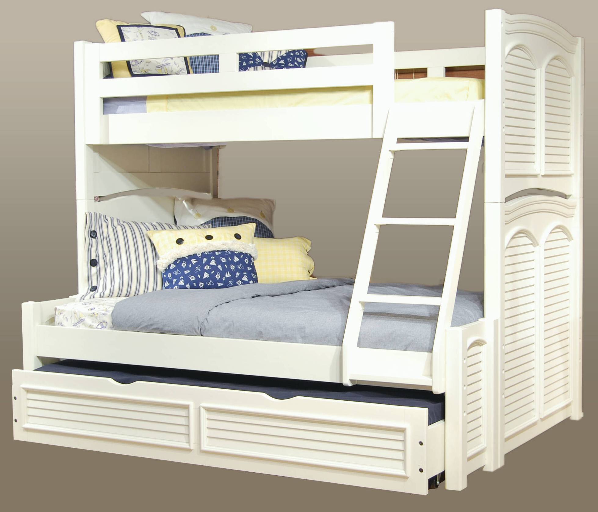 American Woodcrafters Cottage Traditions White Twin over Full Trundle Bunk ...