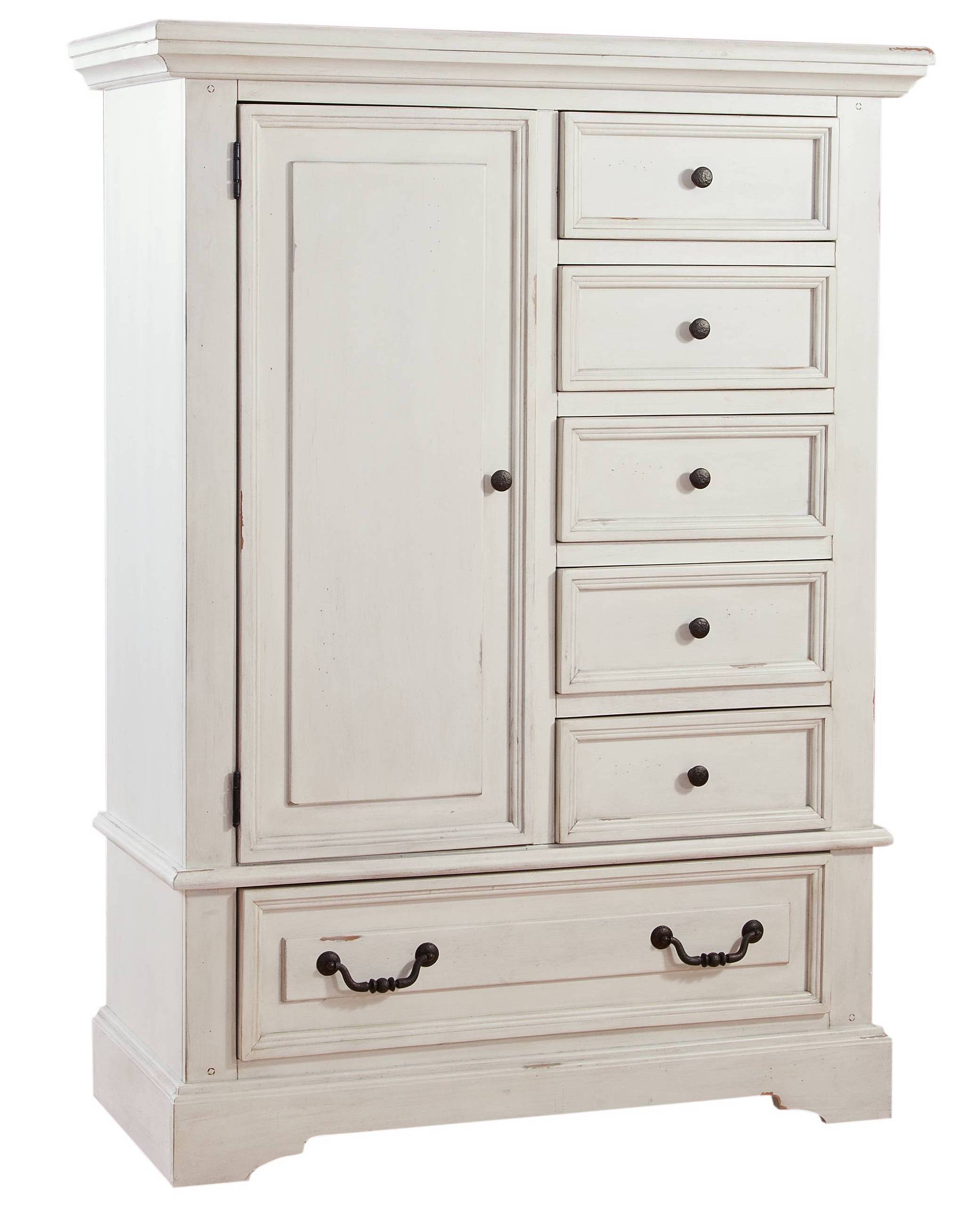 American Woodcrafters Stonebrook Distressed Antique White Gentlemans Chest