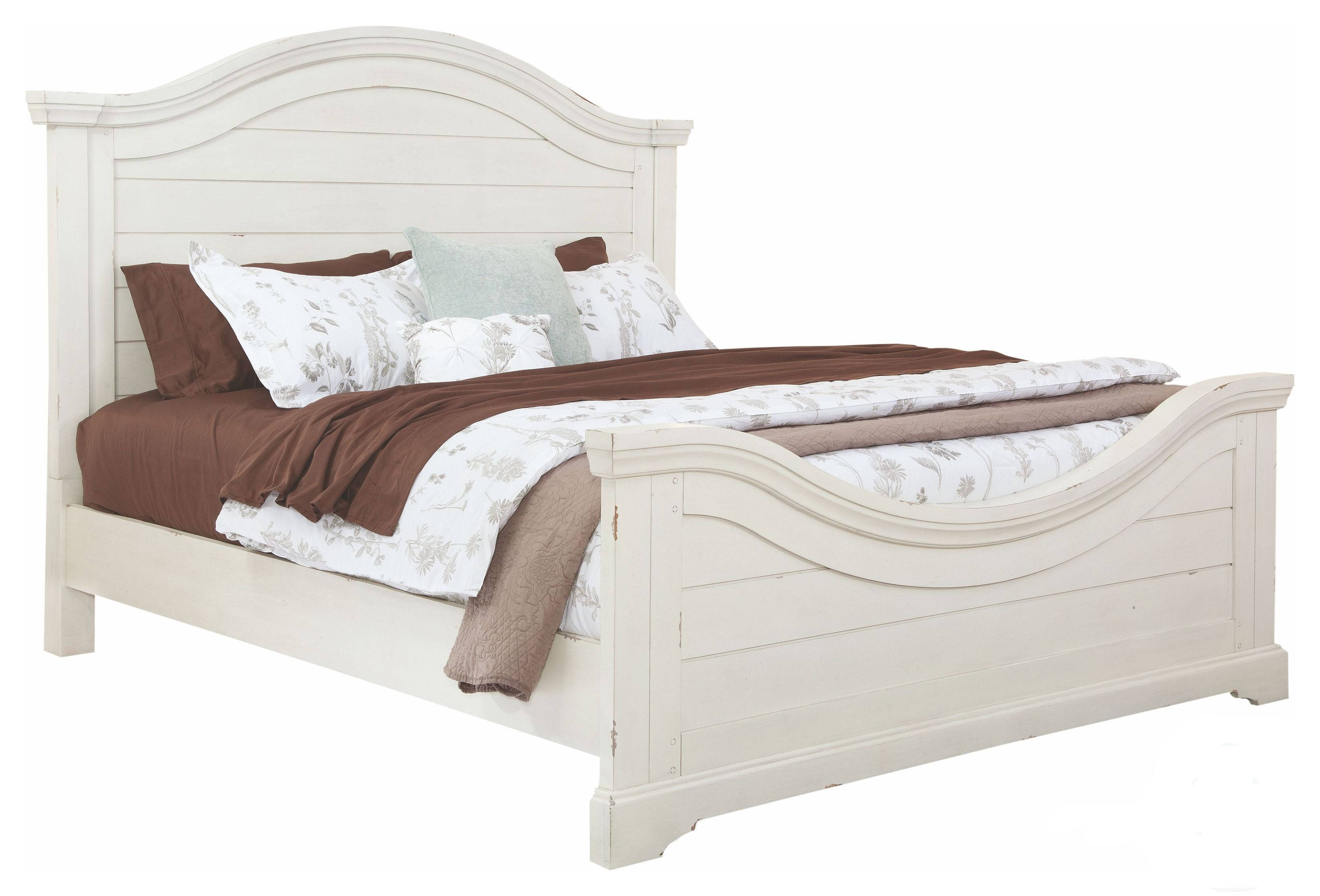 American Woodcrafters Stonebrook Distressed Antique White Queen Bed