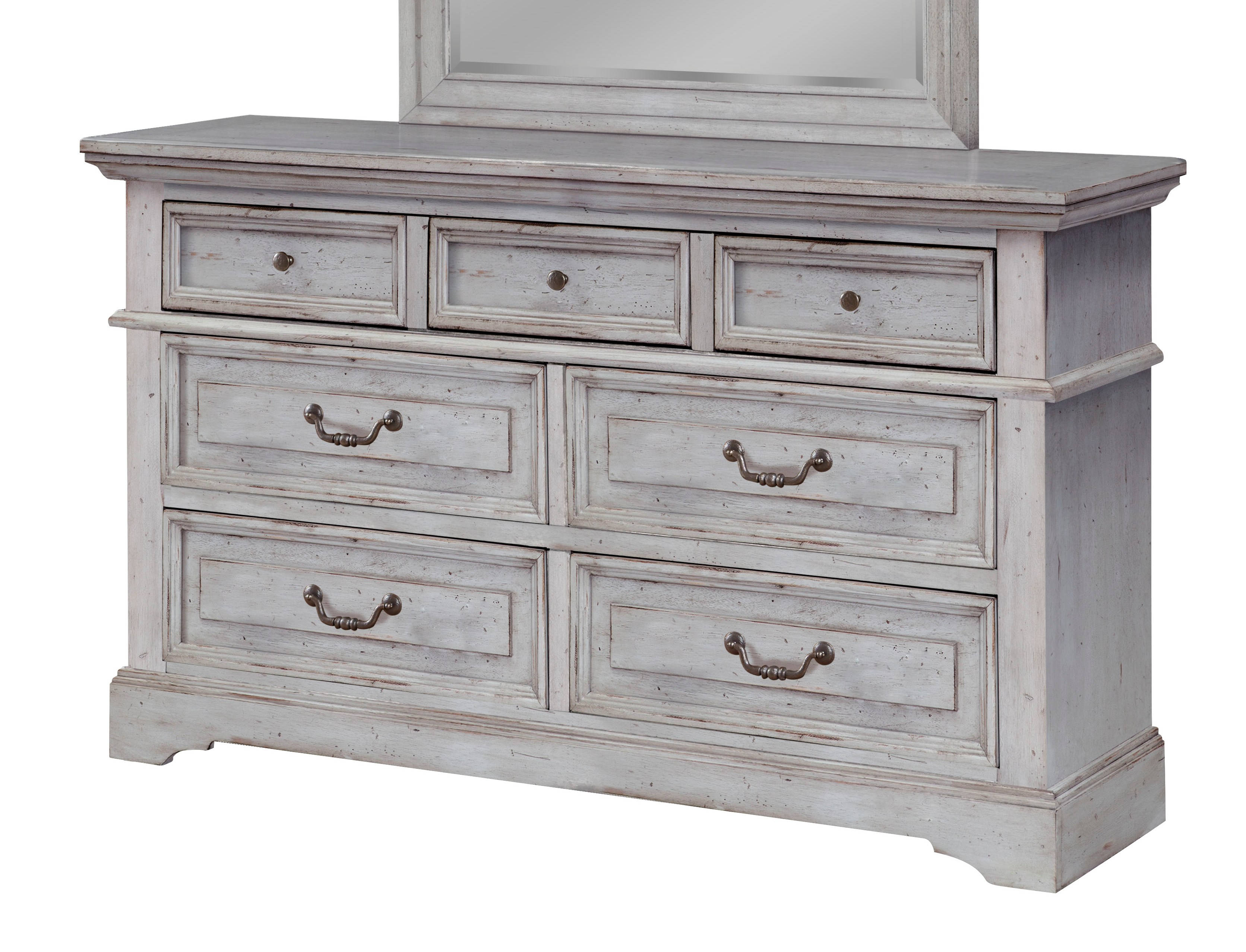 American Woodcrafters Stonebrook Light Distressed Antique Gray Double Dress...