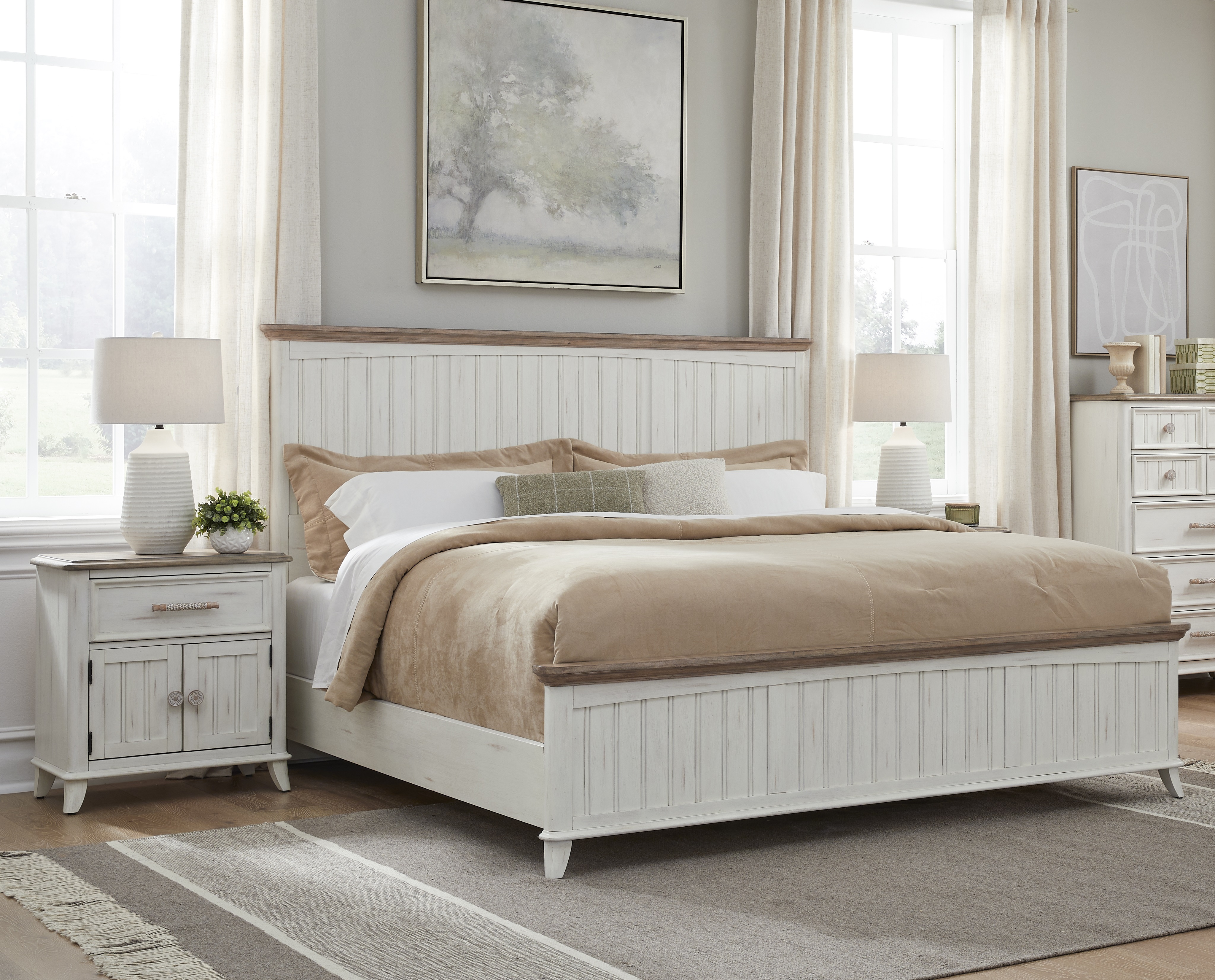 American Woodcrafters Beach Comber Weathered White Sand 2pc Kids Bedroom Se...